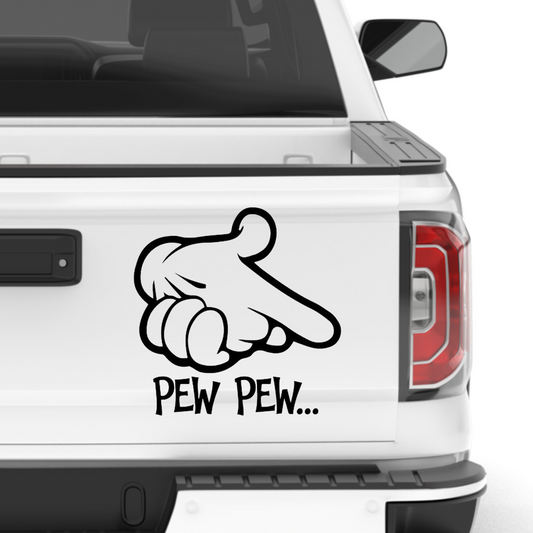 Pew Pew Cartoon Hand Glove Gun Vinyl Decal Sticker