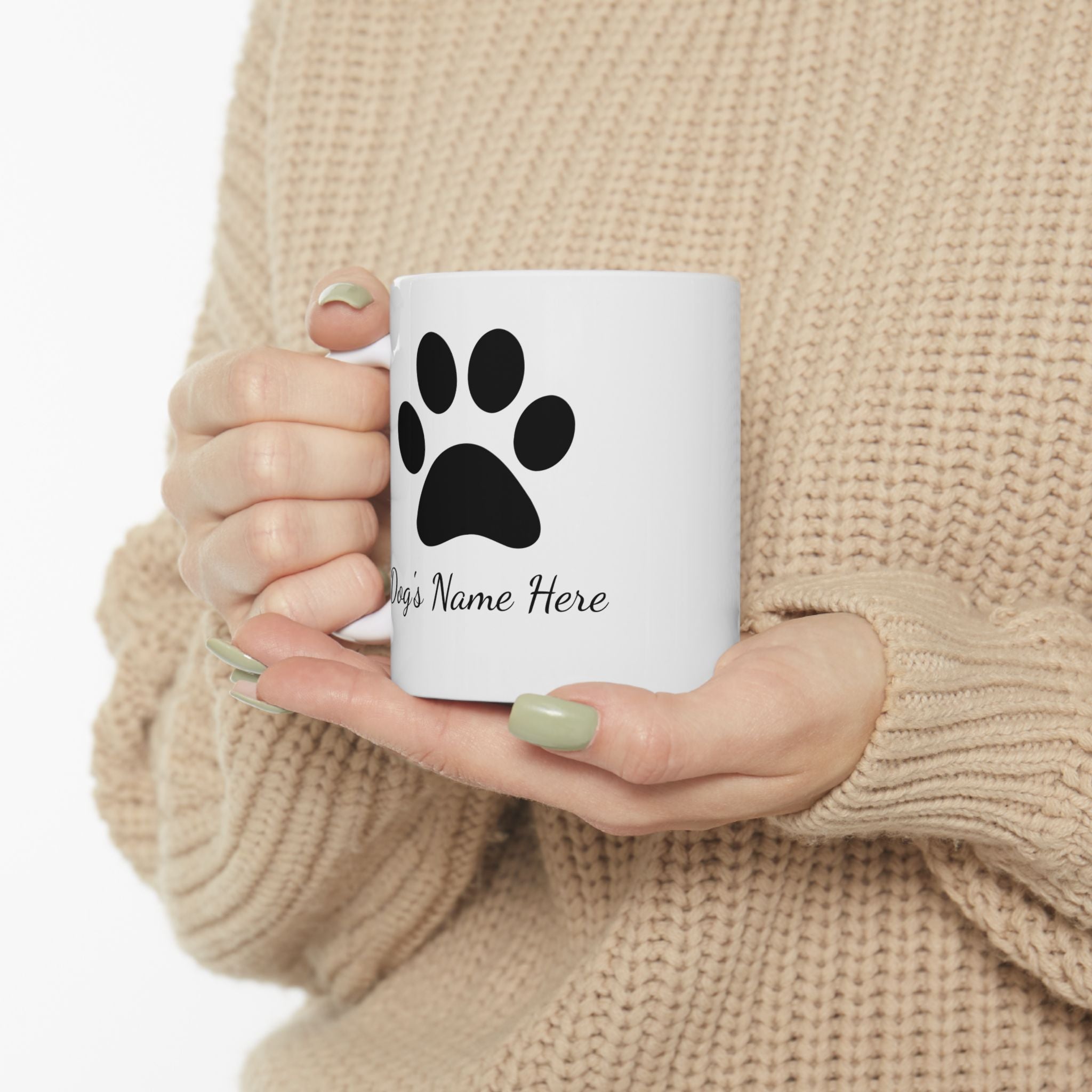 Custom Dog Paw Lover Name Puppy Ceramic Coffee Mug