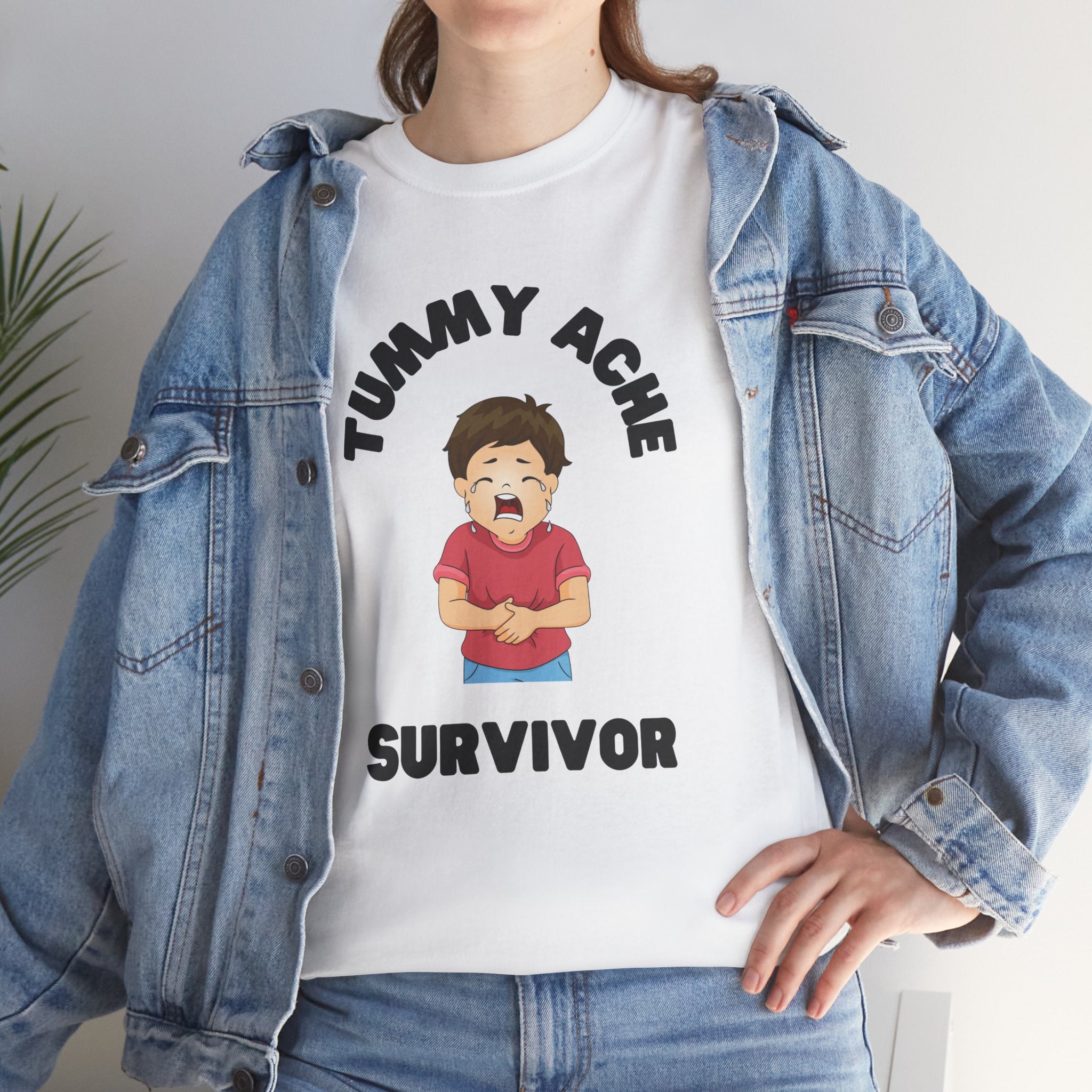 Tummy Ache Survivor Funny Meme Unisex Mens Women T-Shirt