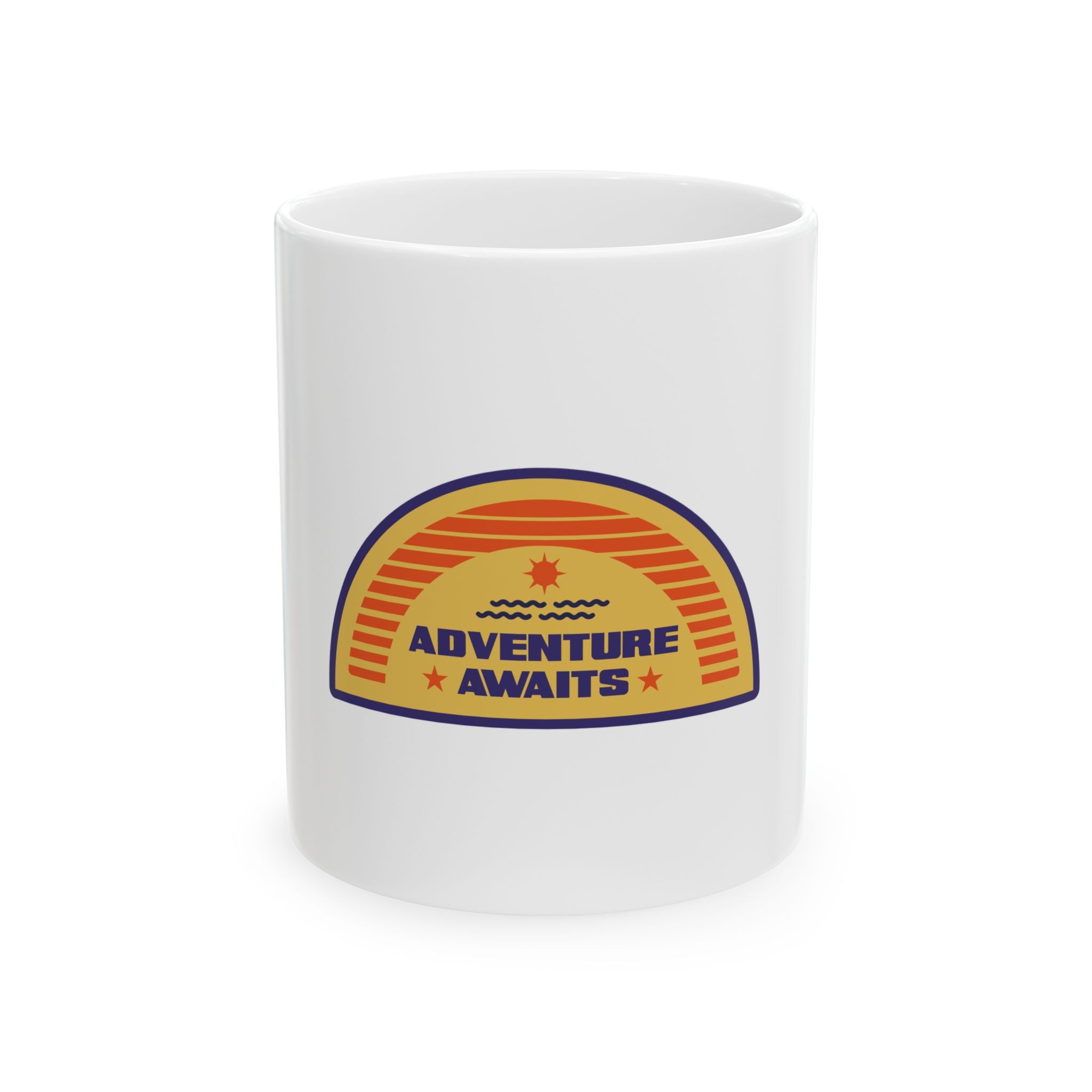 Adventure Awaits Outdoor Camping Retro Graphic Novelty Ceramic Coffee Mug