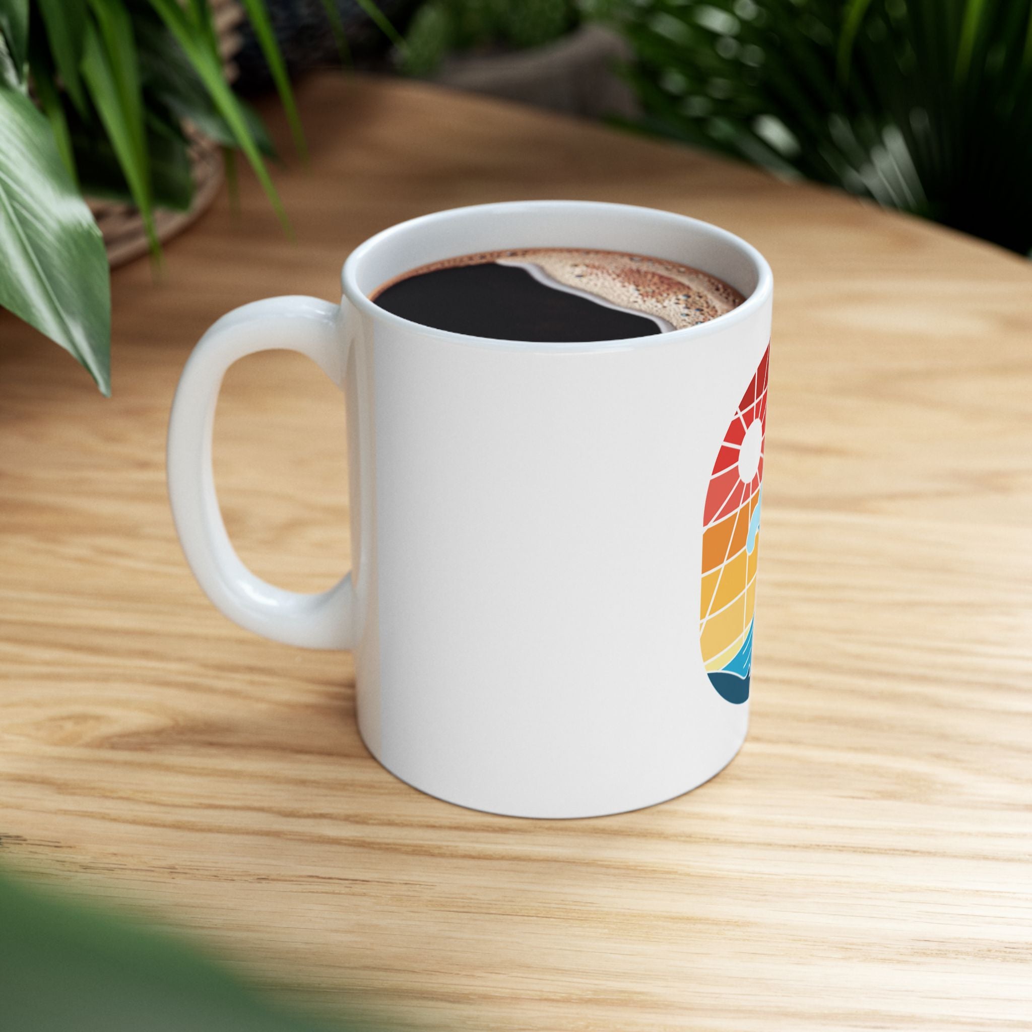 Cute Wave Ocean Sunset Vintage Retro Ceramic Coffee Mug