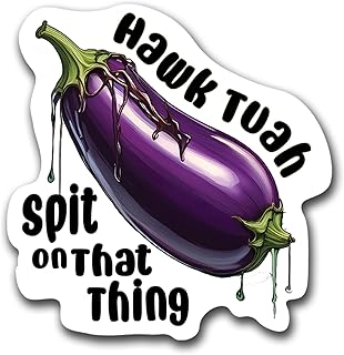 Hawk Tush Spit On That Thing Sticker Decal - Hawk Tuah Funny Hilarious Meme Joke Street Interview Eggplant - Two Buying Options Available (1-5 Inch Sticker)