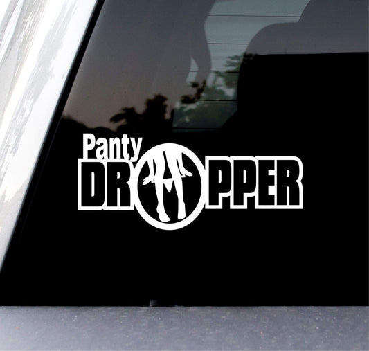 Panty Dropper Funny 6" White JDM Vinyl Decal Sticker For Truck Car Window