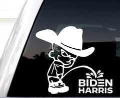 Calcomanía de vinilo blanca de 5 pulgadas con la frase "Biden Harris Pee" para ventana de coche o camión.