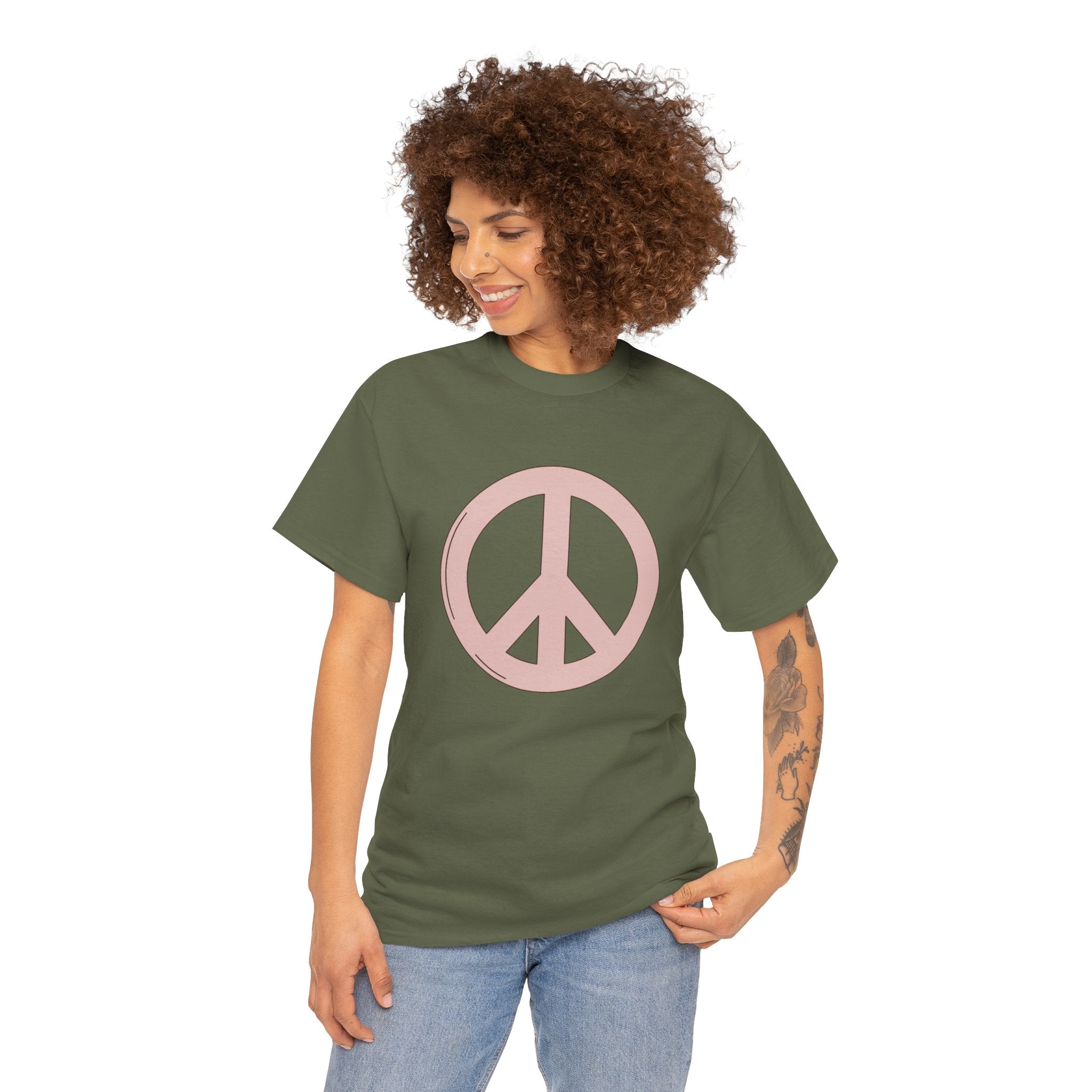 Cute Retro Pink Peace Sign Unisex Graphic Novelty Shirt Tee