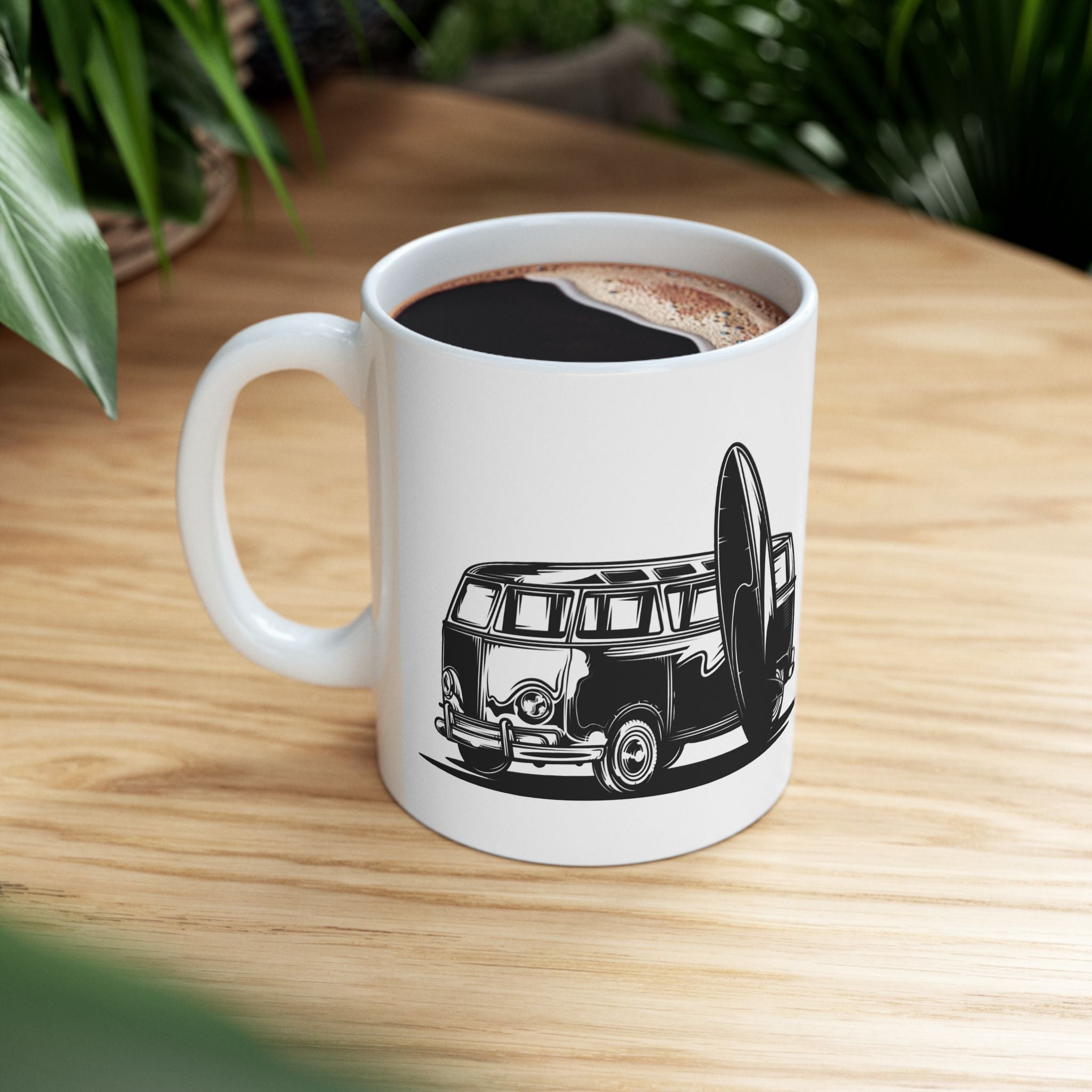 Vintage Bus Beach Surf Ceramic Coffee Mug