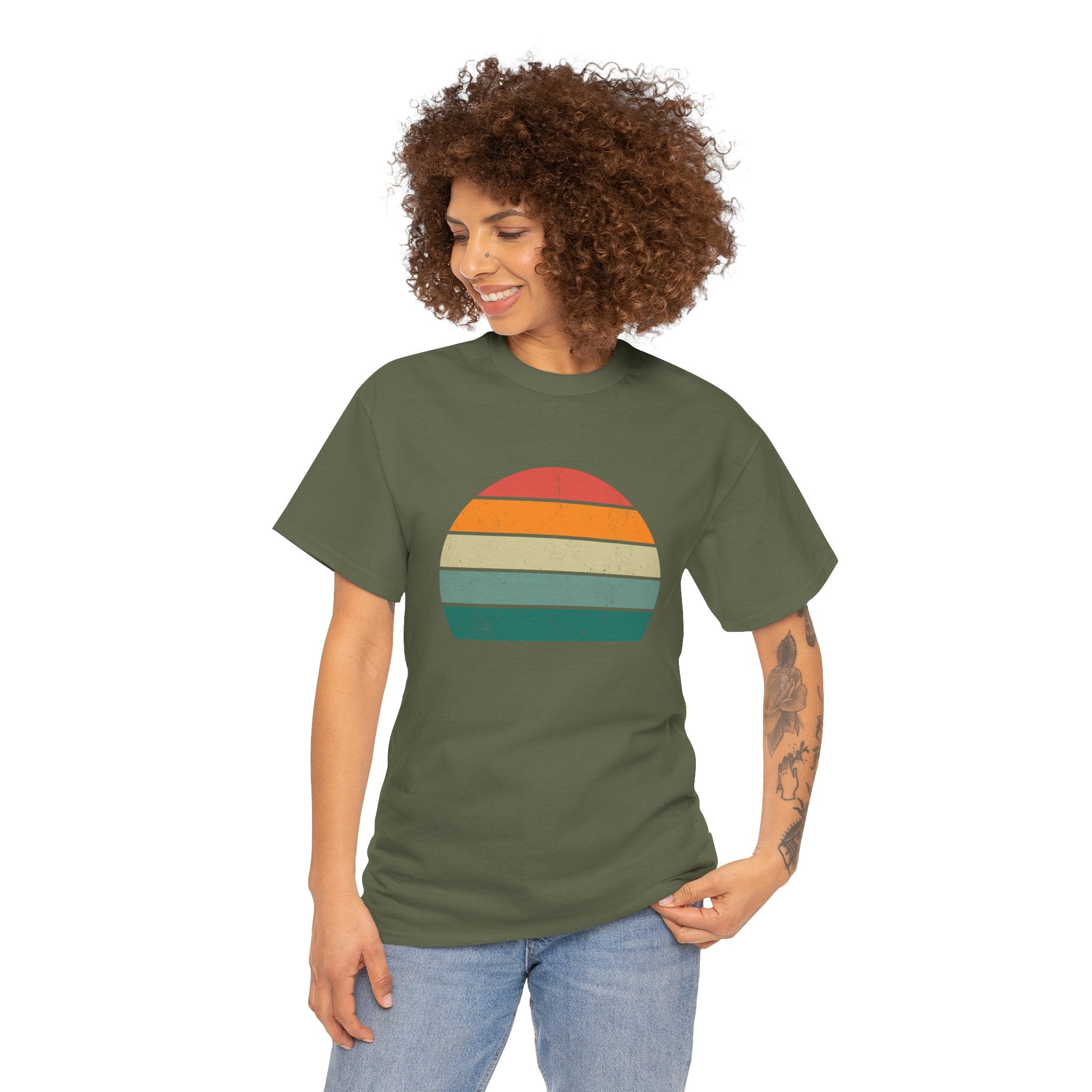 Retro Distressed Sunset Unisex Graphic Novelty Shirt Tee