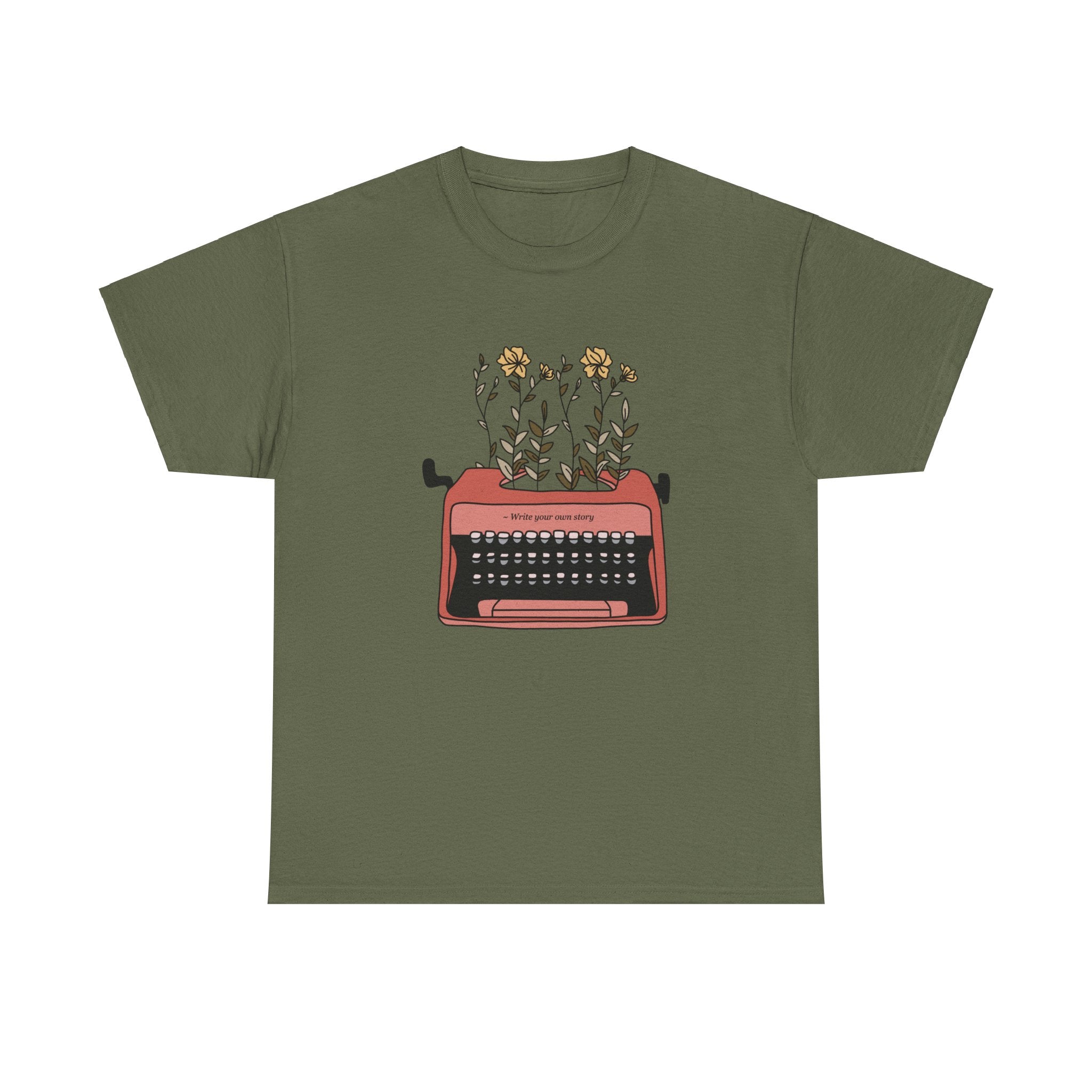 Cute Typewriter Flowers Retro Unisex Graphic Novelty Shirt Tee