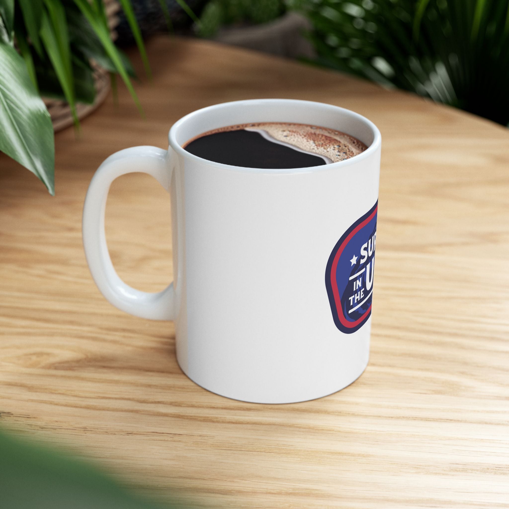 Surfing USA Retro Graphic Novelty Ceramic Coffee Mug