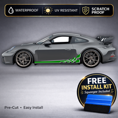 Porsche 911 GT3 Checkered Racing Stripe Decals - Two-Tone Rocker Panel Kit Set of 2 (992)