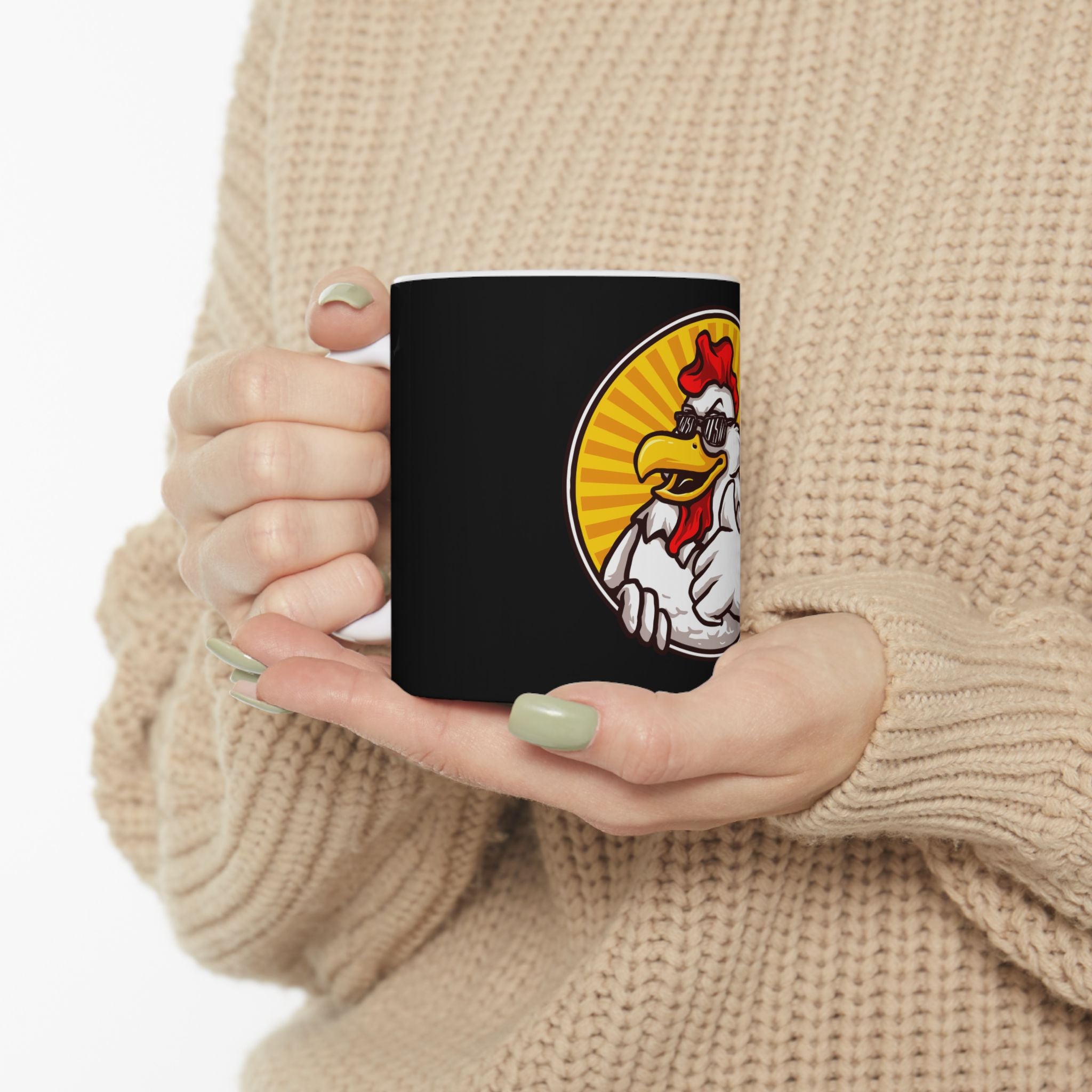 Funny Thumbs Up Cartoon Chicken Novelty Graphic Gift Coffee Mug