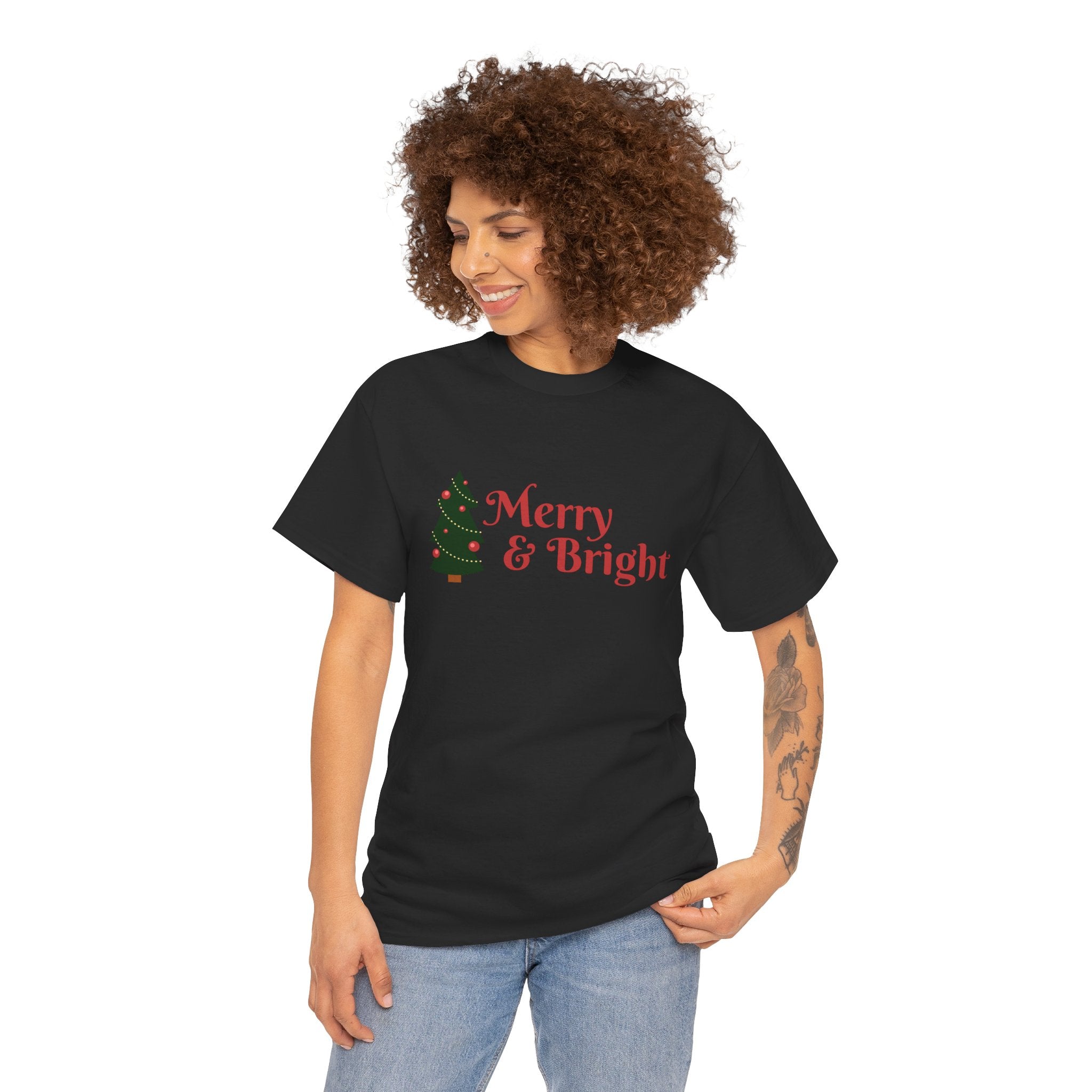 Cute Christmas Holiday Merry & Bright Unisex Tee T-Shirt