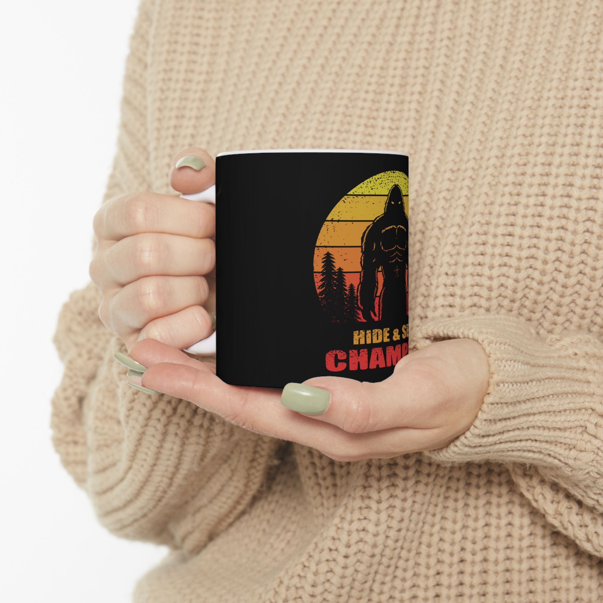 Bigfoot Sasquatch Hide & Seek Champion Funny Ceramic Coffee Mug