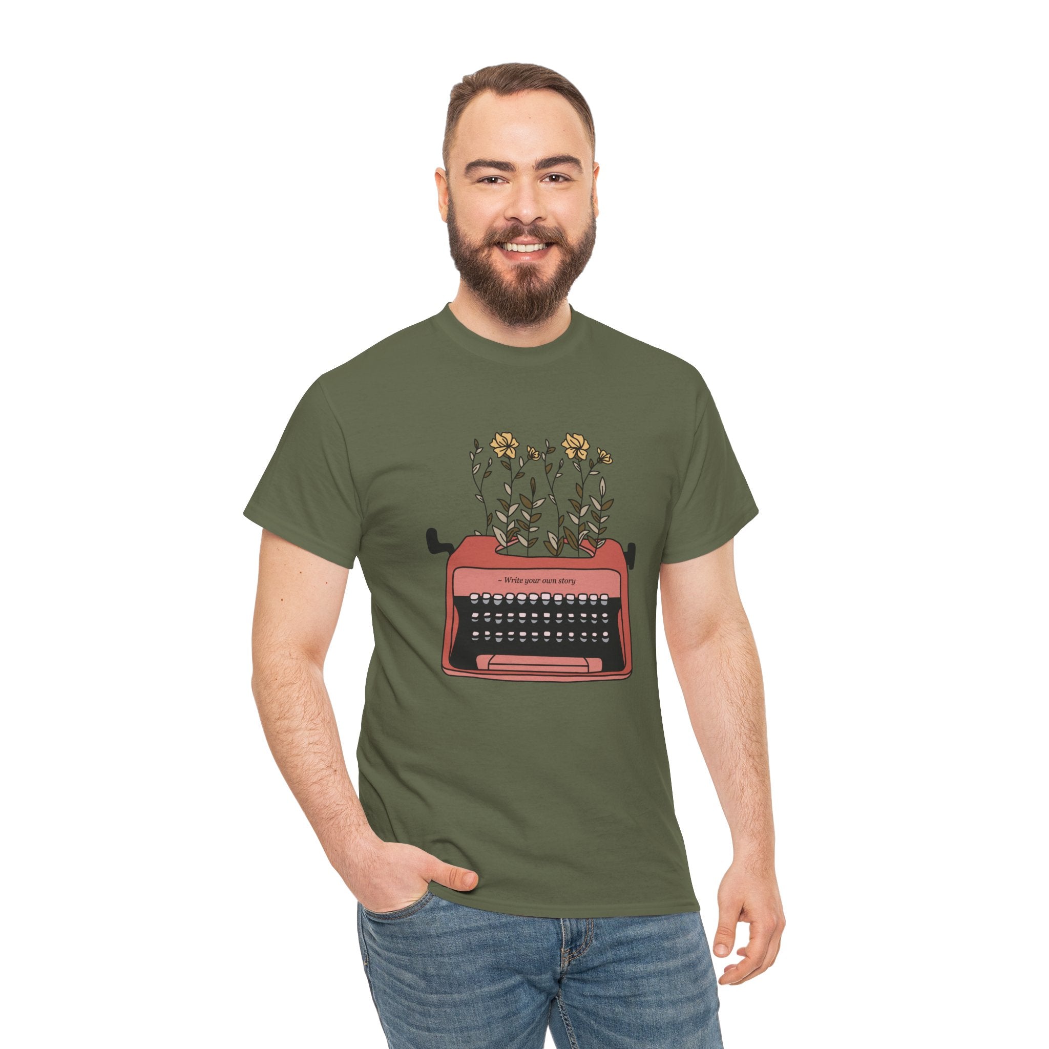 Cute Typewriter Flowers Retro Unisex Graphic Novelty Shirt Tee