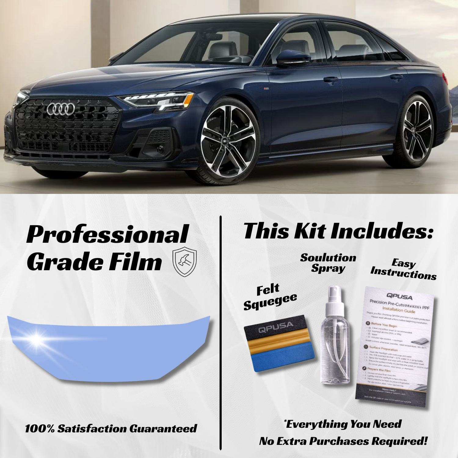 Audi A8 (2022-2026) Partial Hood PPF Protection Kit - Pre-Cut
