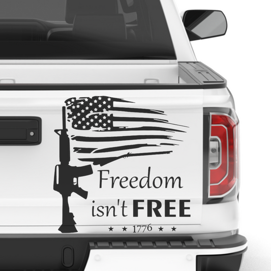 Freedom Isn't Free Veteran Military Tattered USA Flag Vinyl Decal Sticker
