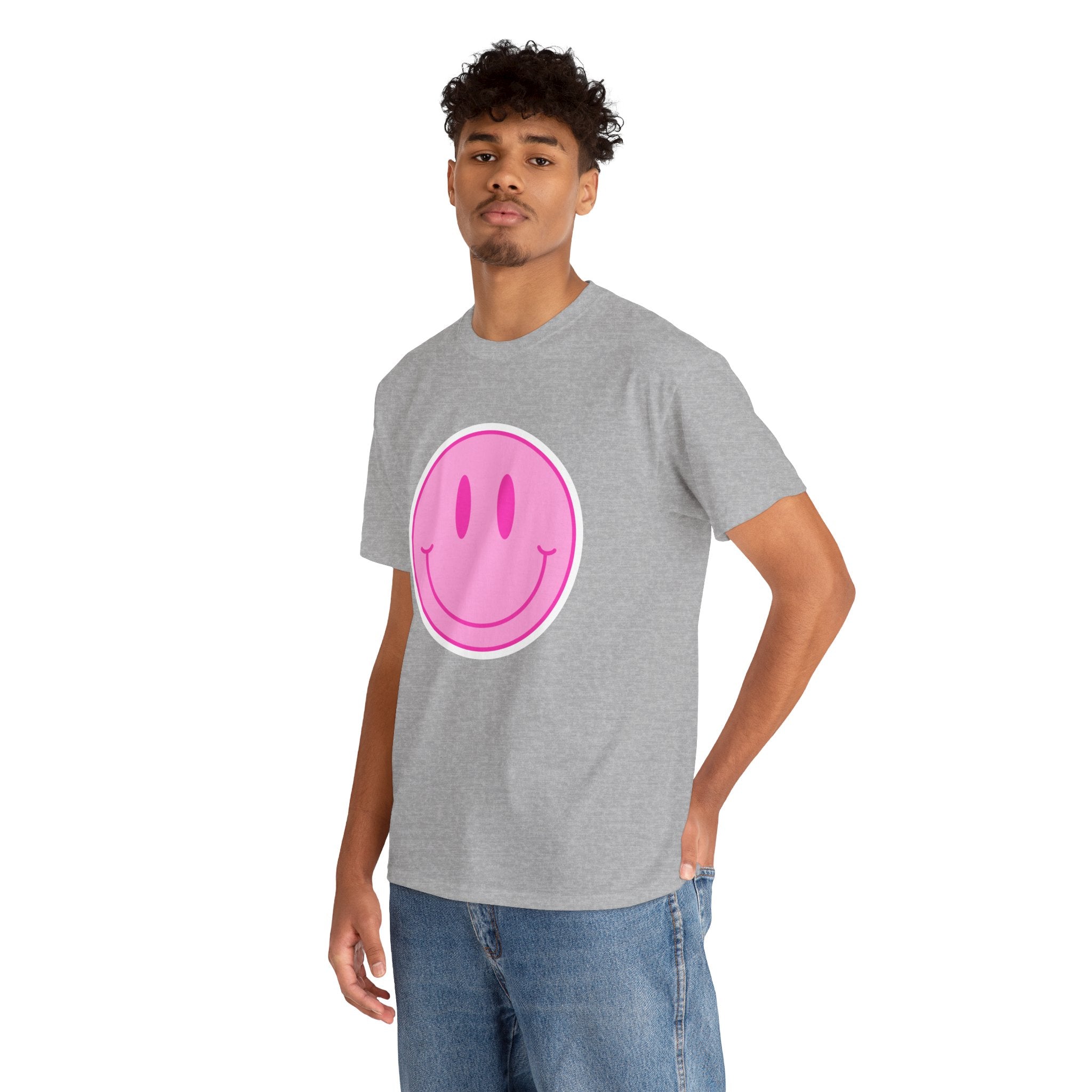 Cute Smile Face Retro Pink Unisex Graphic Novelty Shirt Tee