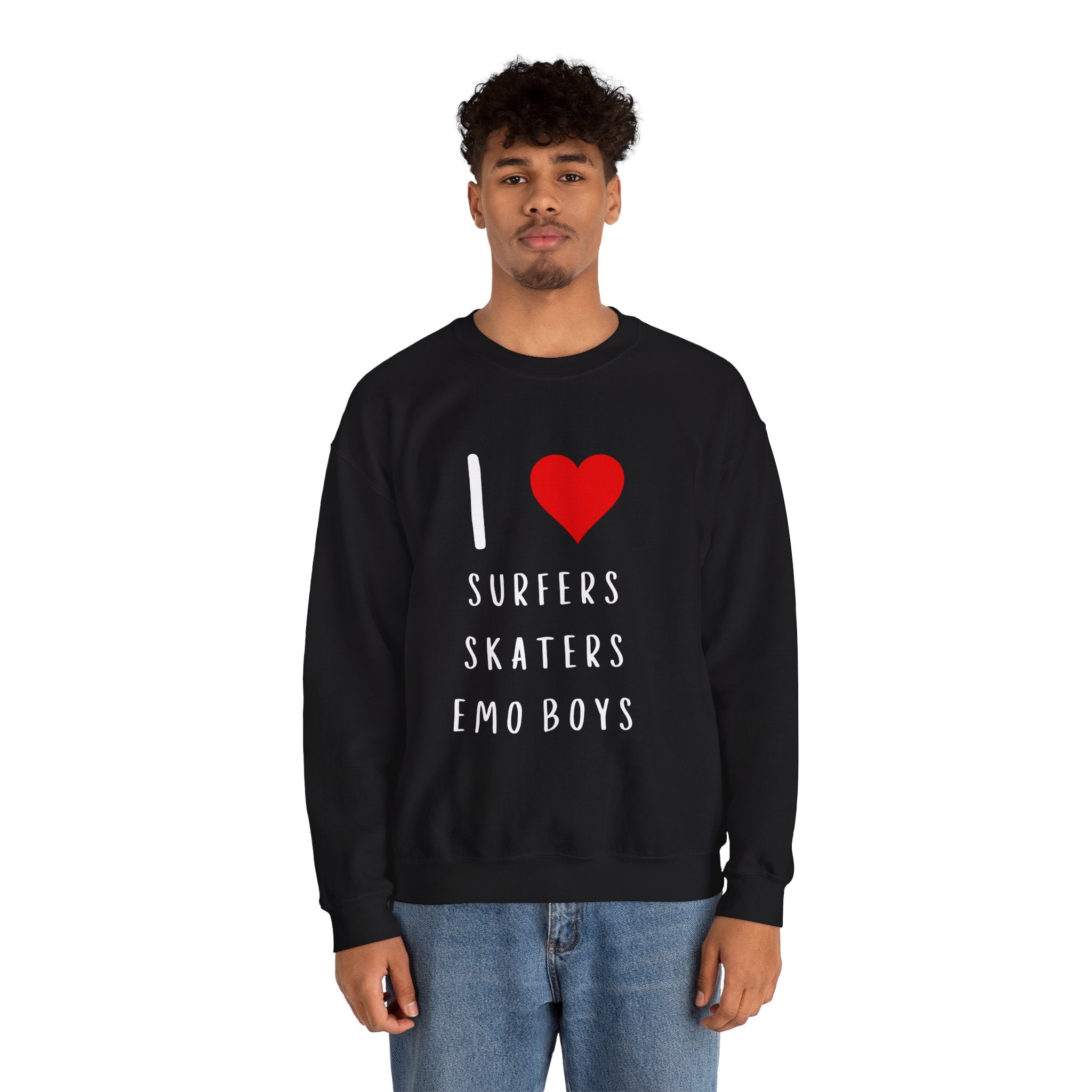 Funny Women's I Love Surfers Skaters Emo Boys Graphic Novelty Sweatshirt