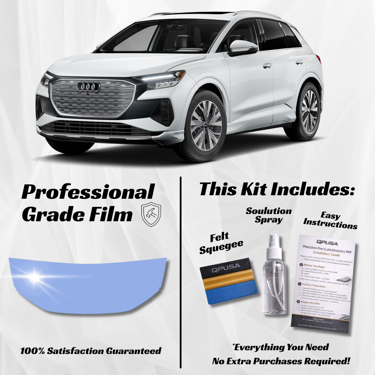 Audi Q4 e-tron (2022-2026) Partial Hood PPF Protection Kit - Pre-Cut
