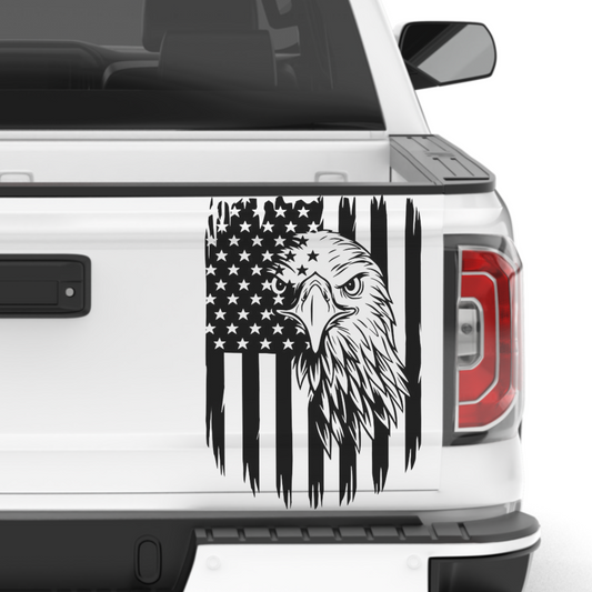 Veteran Eagle Tattered USA Flag Vinyl Decal Sticker