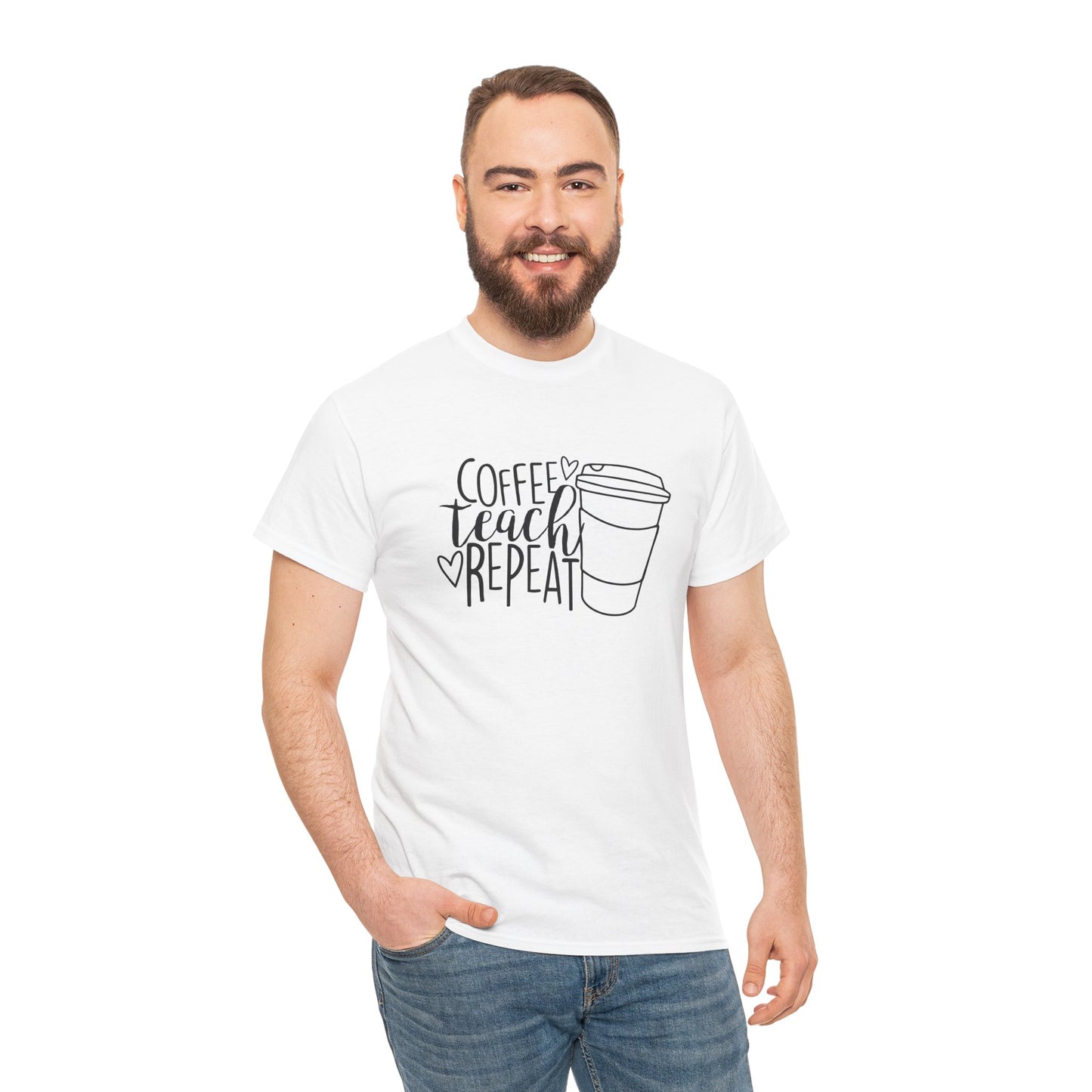 Coffee Teach Repeat Teacher School Unisex Graphic Novelty Tee