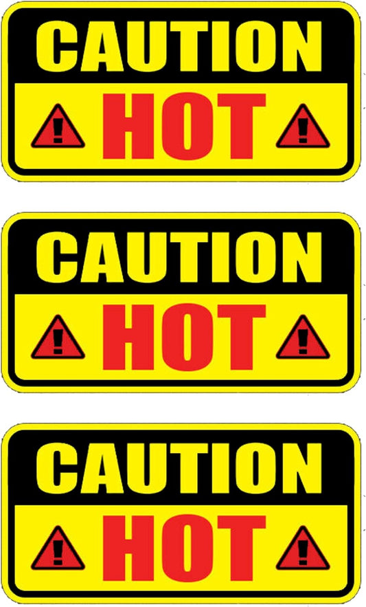 4" Caution Hot Safety Warning Decal Sticker - 3 Pack