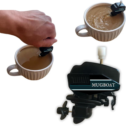 The MugBoat - Vintage Wind Up Outboard Motor Coffee Mug Mixer Fishing Boating Lover Gag Gift Fathers Day Present