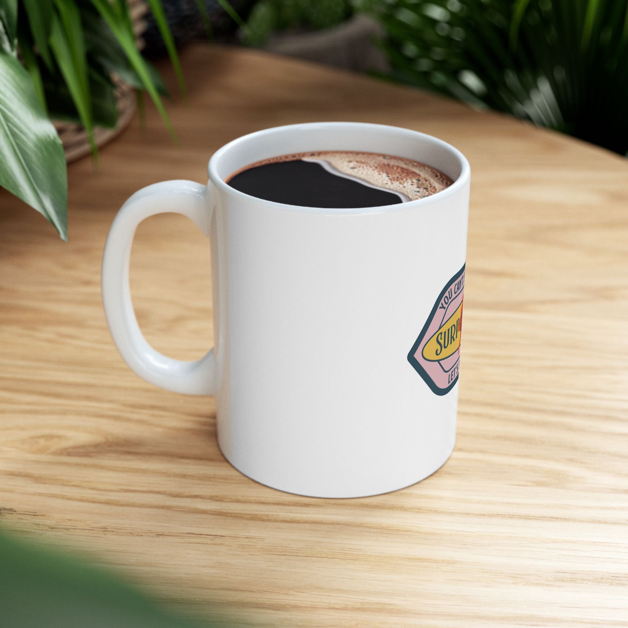 Surfing Retro Graphic Novelty Ceramic Coffee Mug