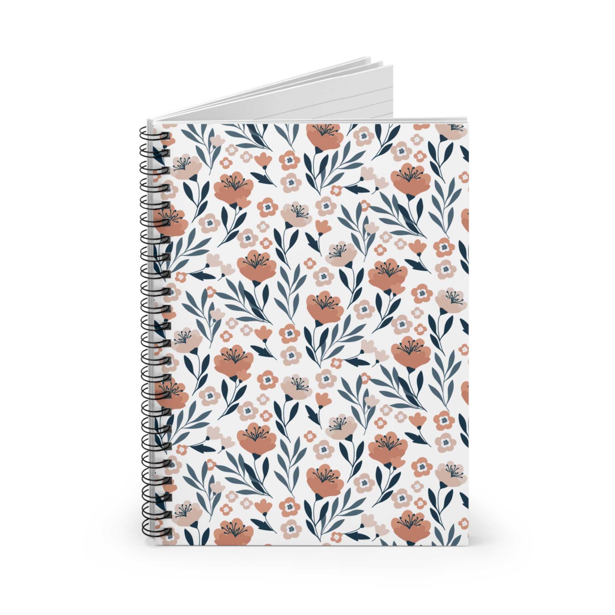 Cute Floral Boho Style Retro Flower Plant Spiral Journal Notebook