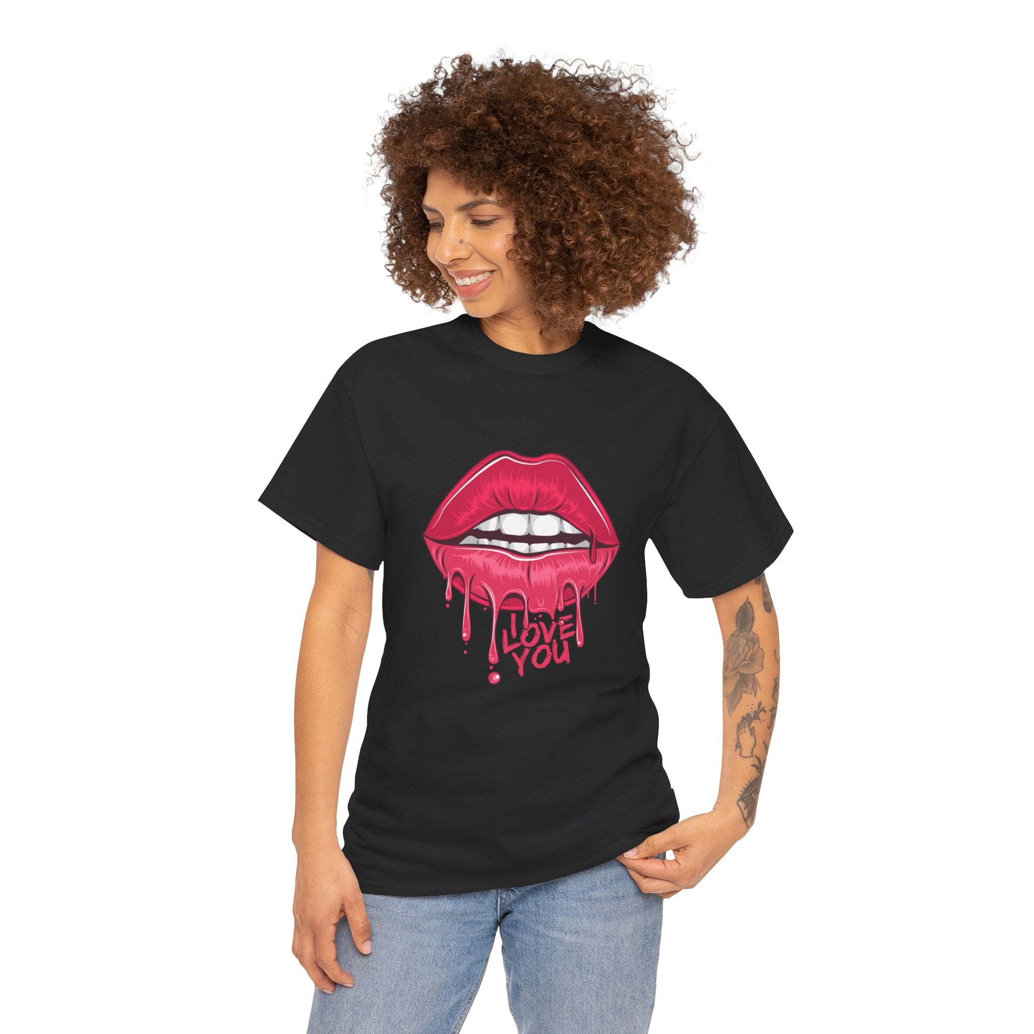 Lips Mouth I Love You Unisex Graphic Novelty T-Shirt