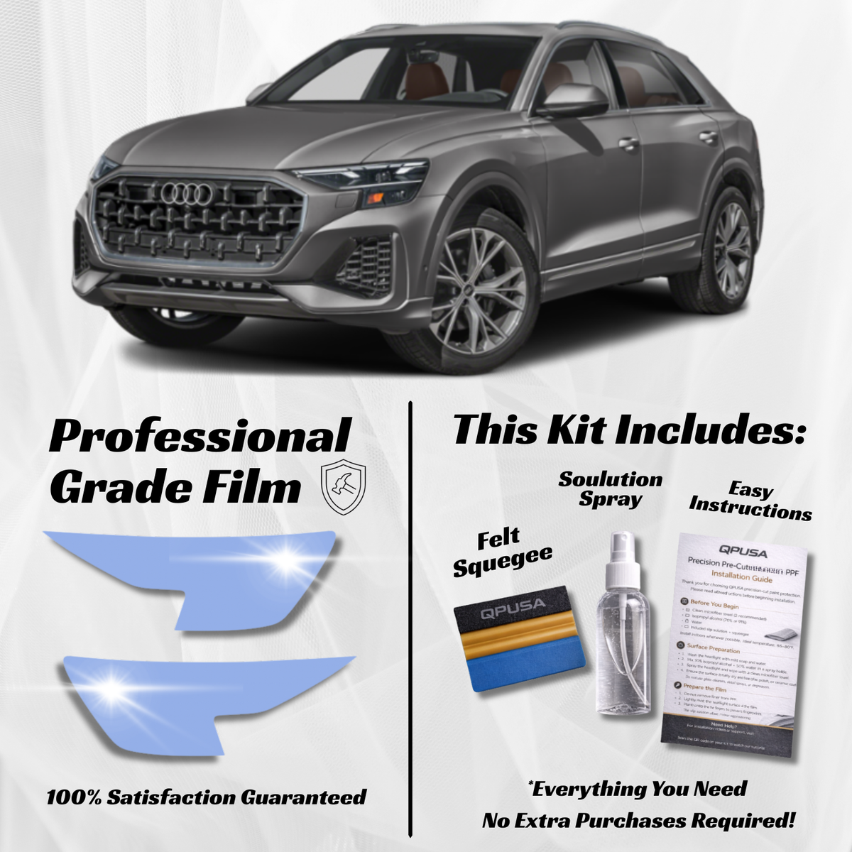 Audi Q8 (2024-2026) Headlight PPF Protection Kit - Pre-Cut