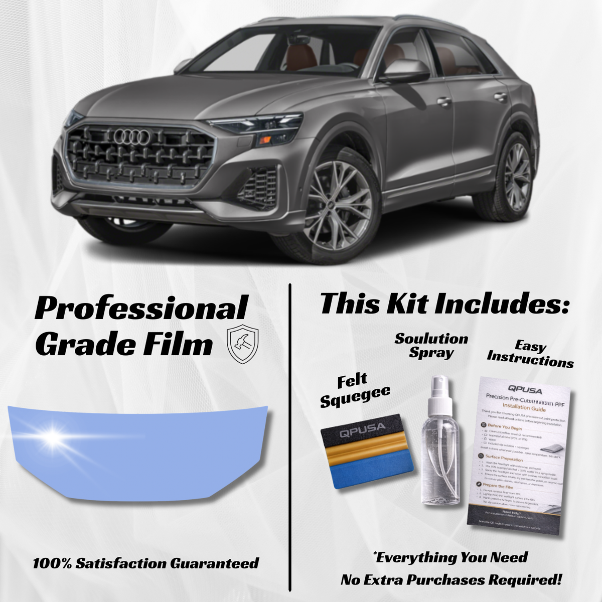 Audi Q8 (2024-2026) Partial Hood PPF Protection Kit - Pre-Cut