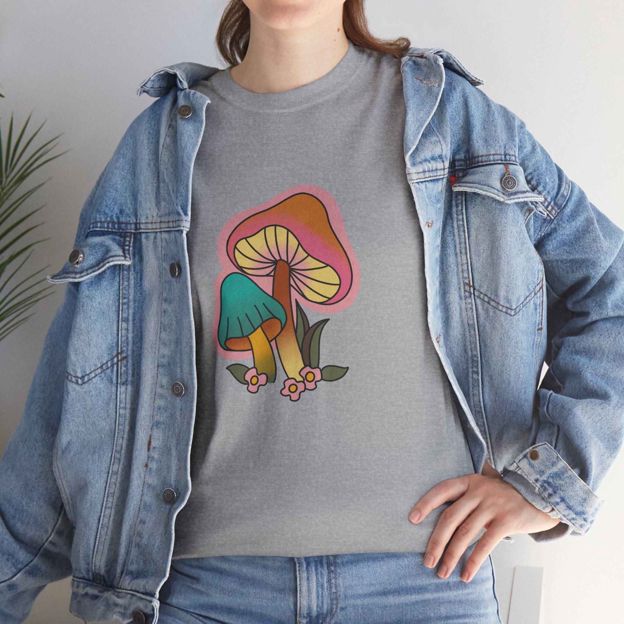 Cute Retro Hippie Mushroom Fungi Unisex Graphic Novelty Shirt Tee