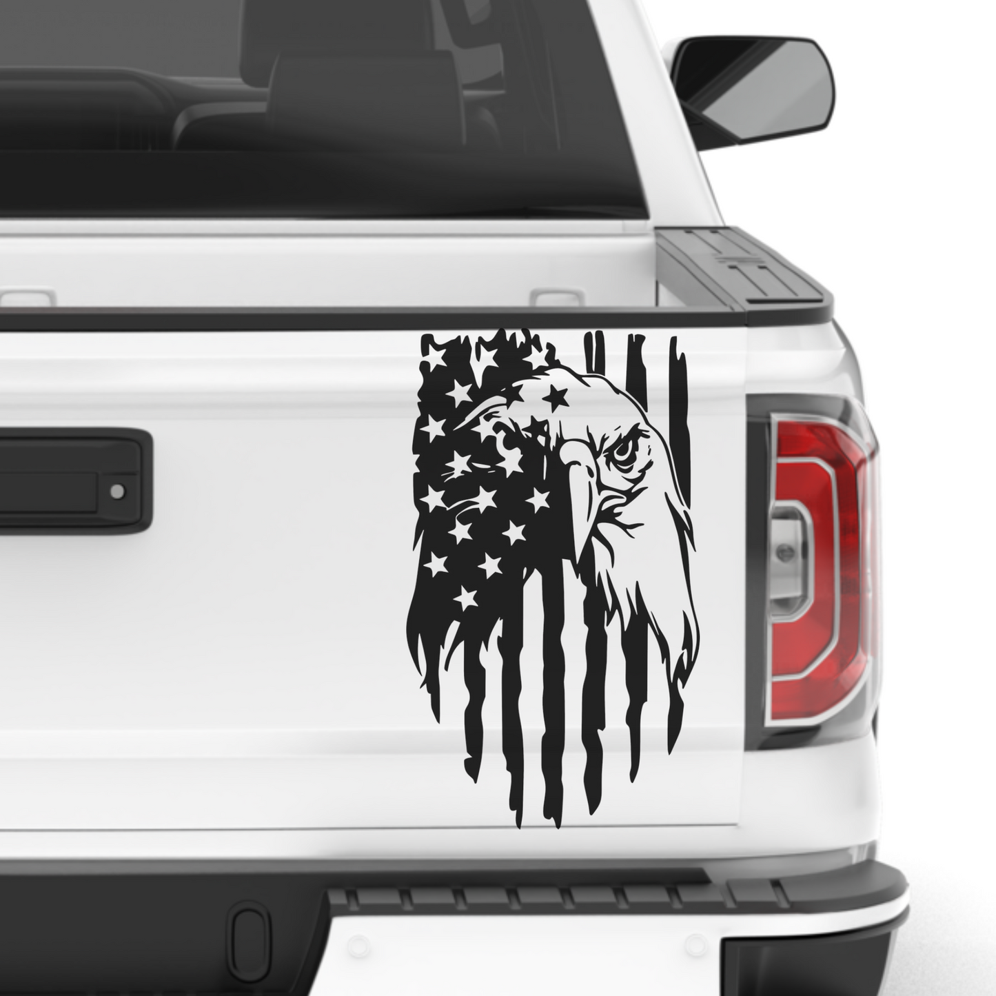 Bald Eagle Tattered USA Flag Patriotic Veteran Decal Sticker