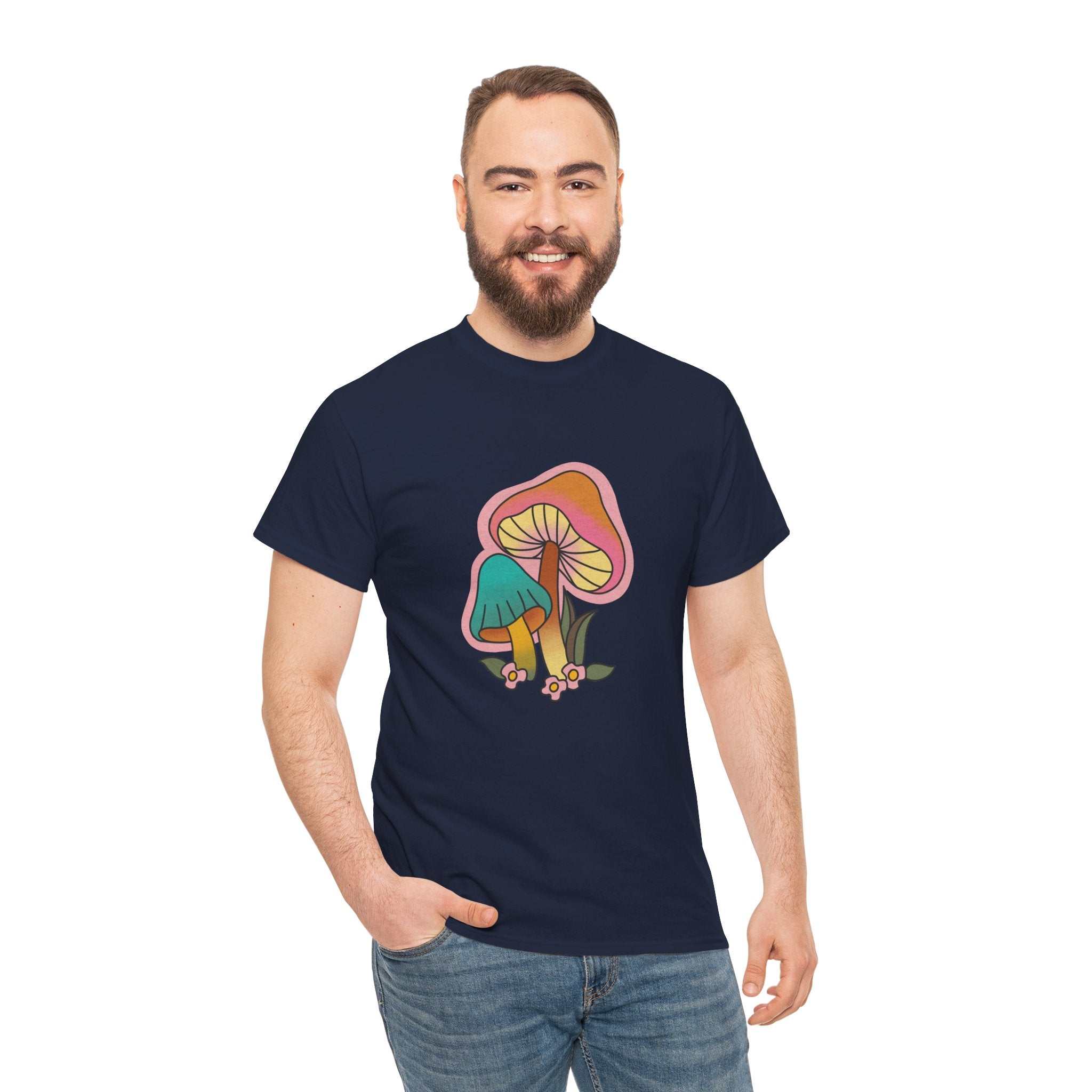 Cute Retro Hippie Mushroom Fungi Unisex Graphic Novelty Shirt Tee