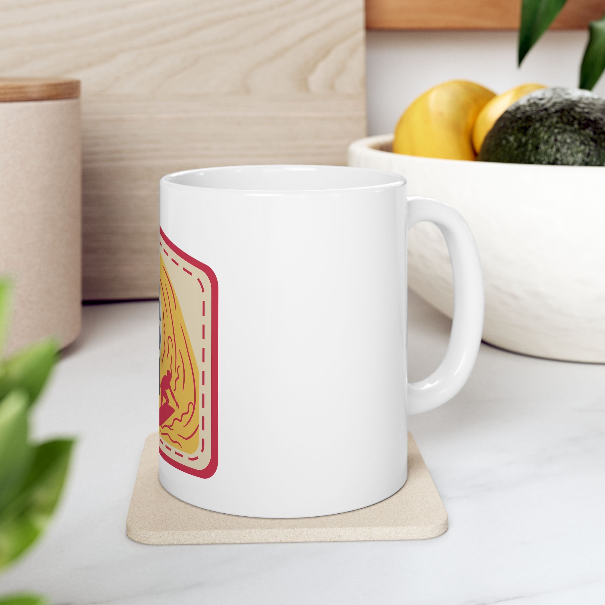 Long Board Surfing Retro Graphic Novelty Ceramic Coffee Mug