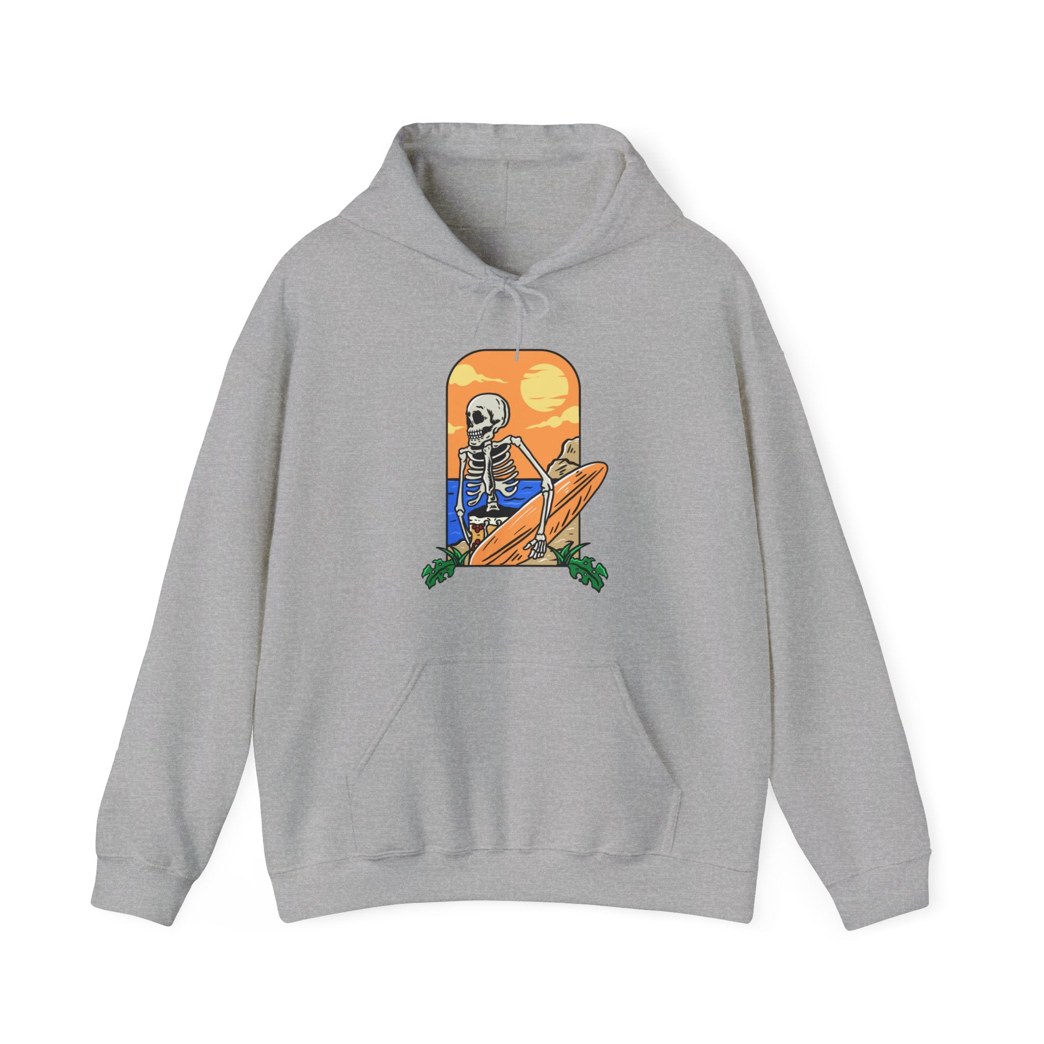 Surfing Skeleton Beach Unisex Graphic Novelty Hoodie