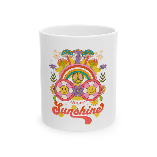 Sunshine Hippie Boho Retro Graphic Novelty Ceramic Coffee Mug