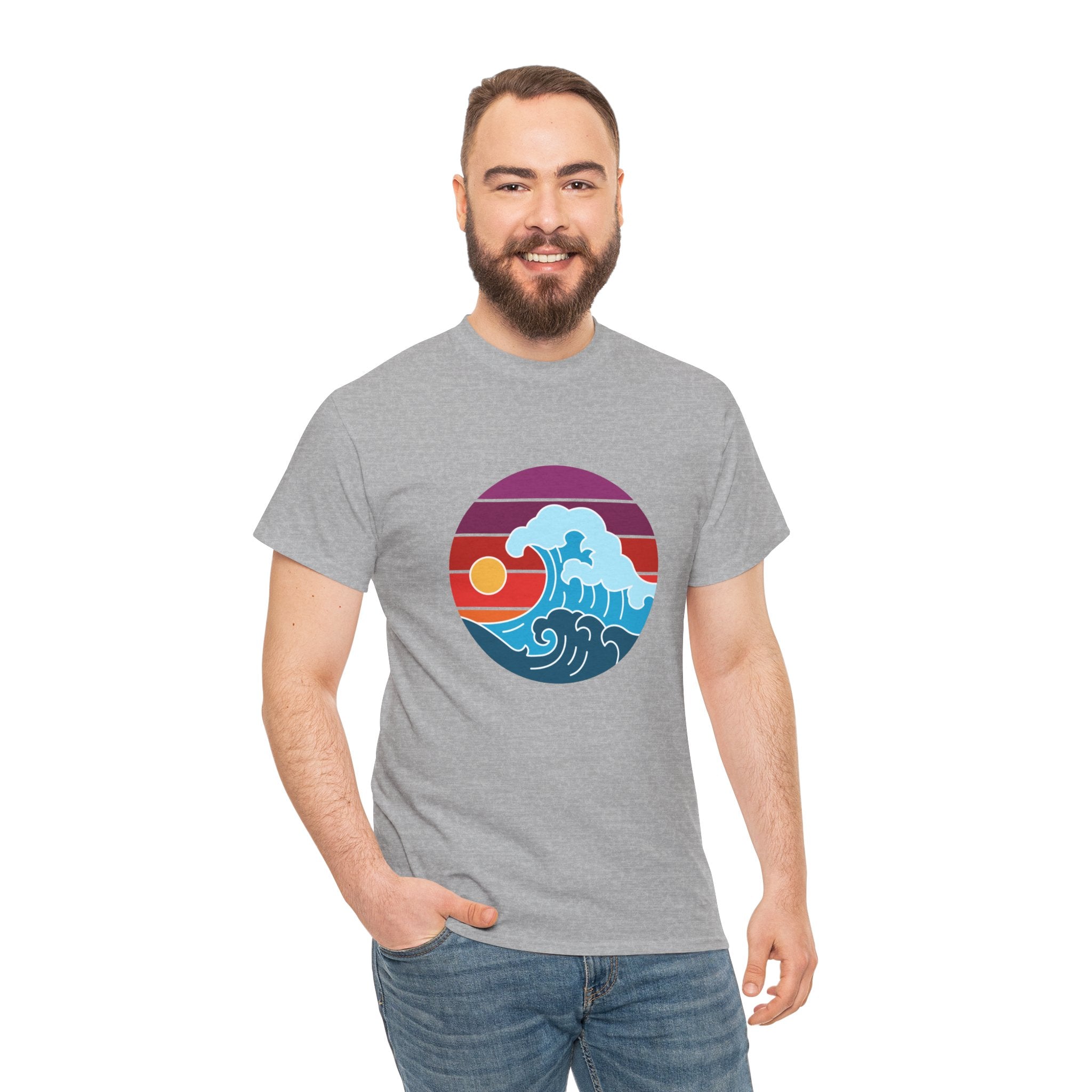 Wave Sunset Ocean Unisex Graphic Novelty Shirt Tee