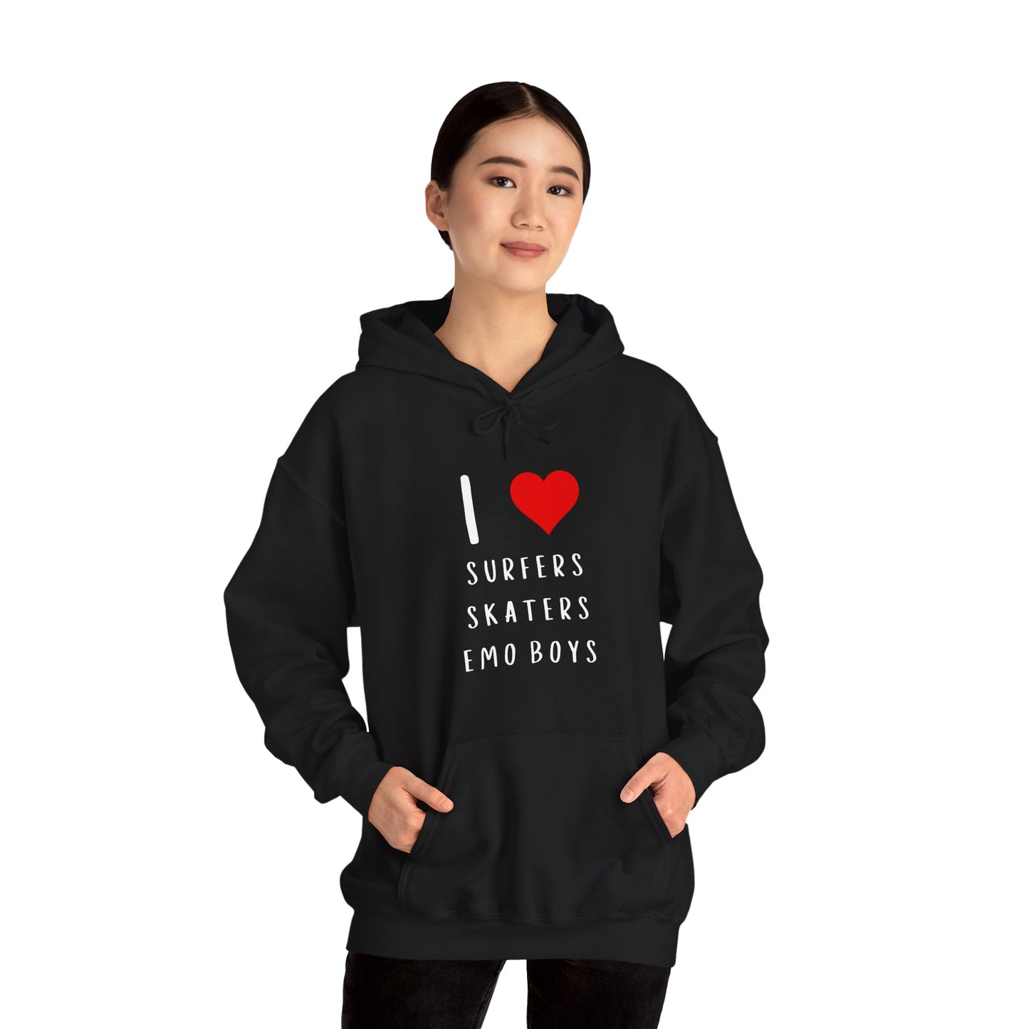 Funny Women's I Love Surfers Skaters Emo Boys Graphic Novelty Hoodie