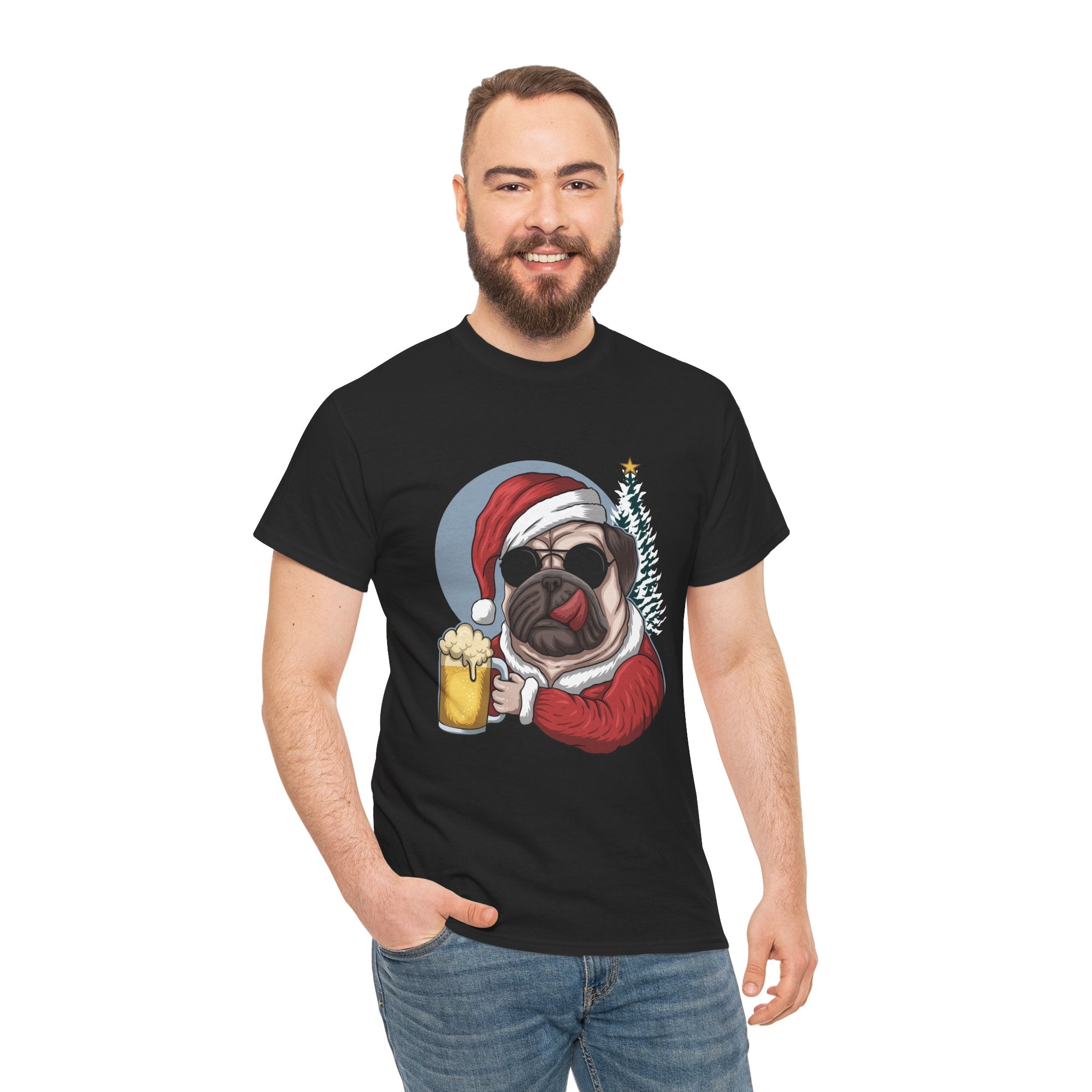 Santa Pug Dog Christmas Holiday Unisex T-Shirt