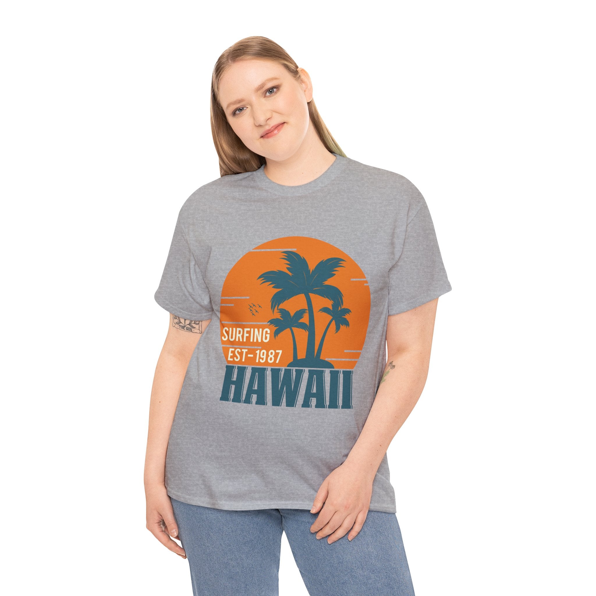 Surfing Hawaii HI Souvenir Gift Unisex Graphic Novelty T-Shirt