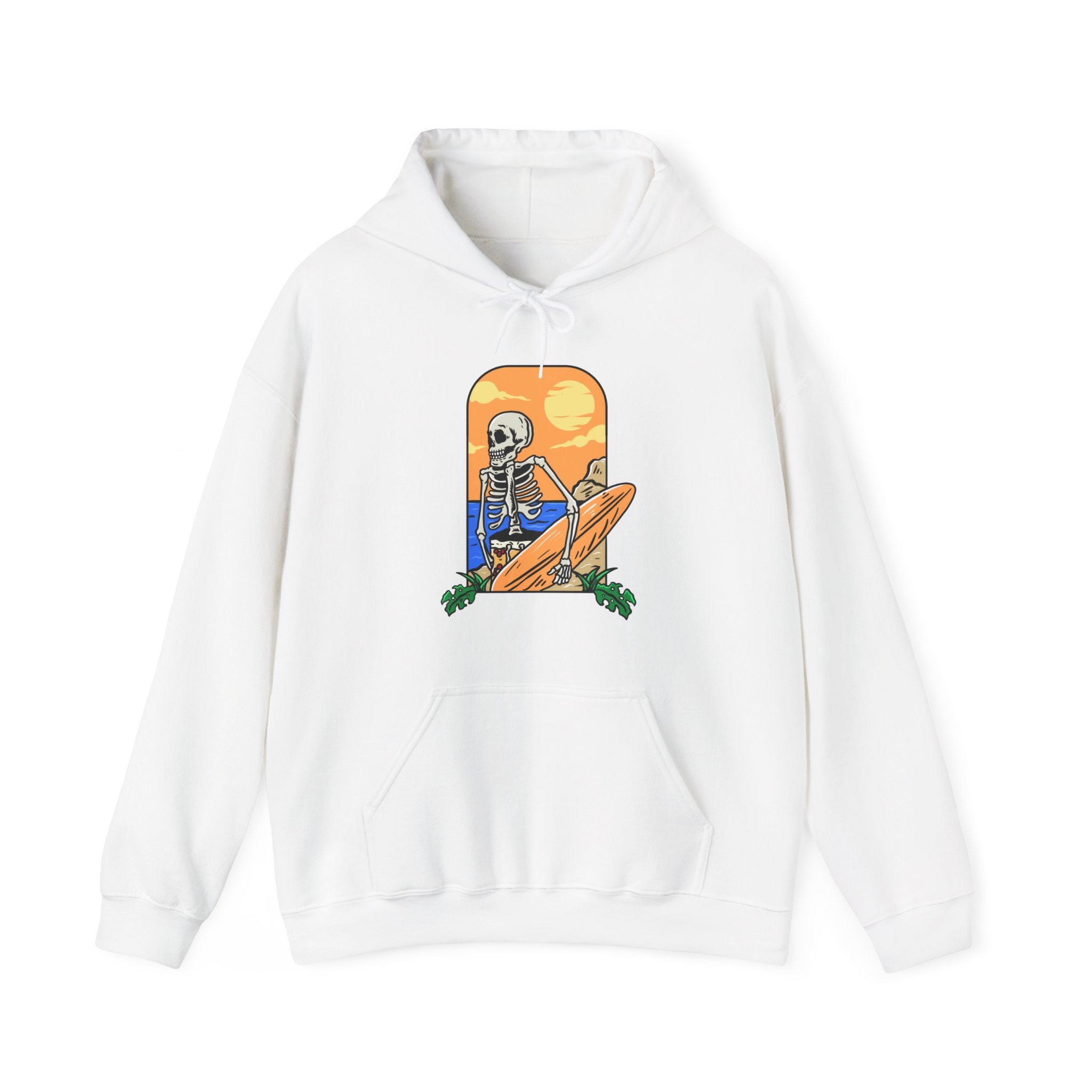 Surfing Skeleton Beach Unisex Graphic Novelty Hoodie