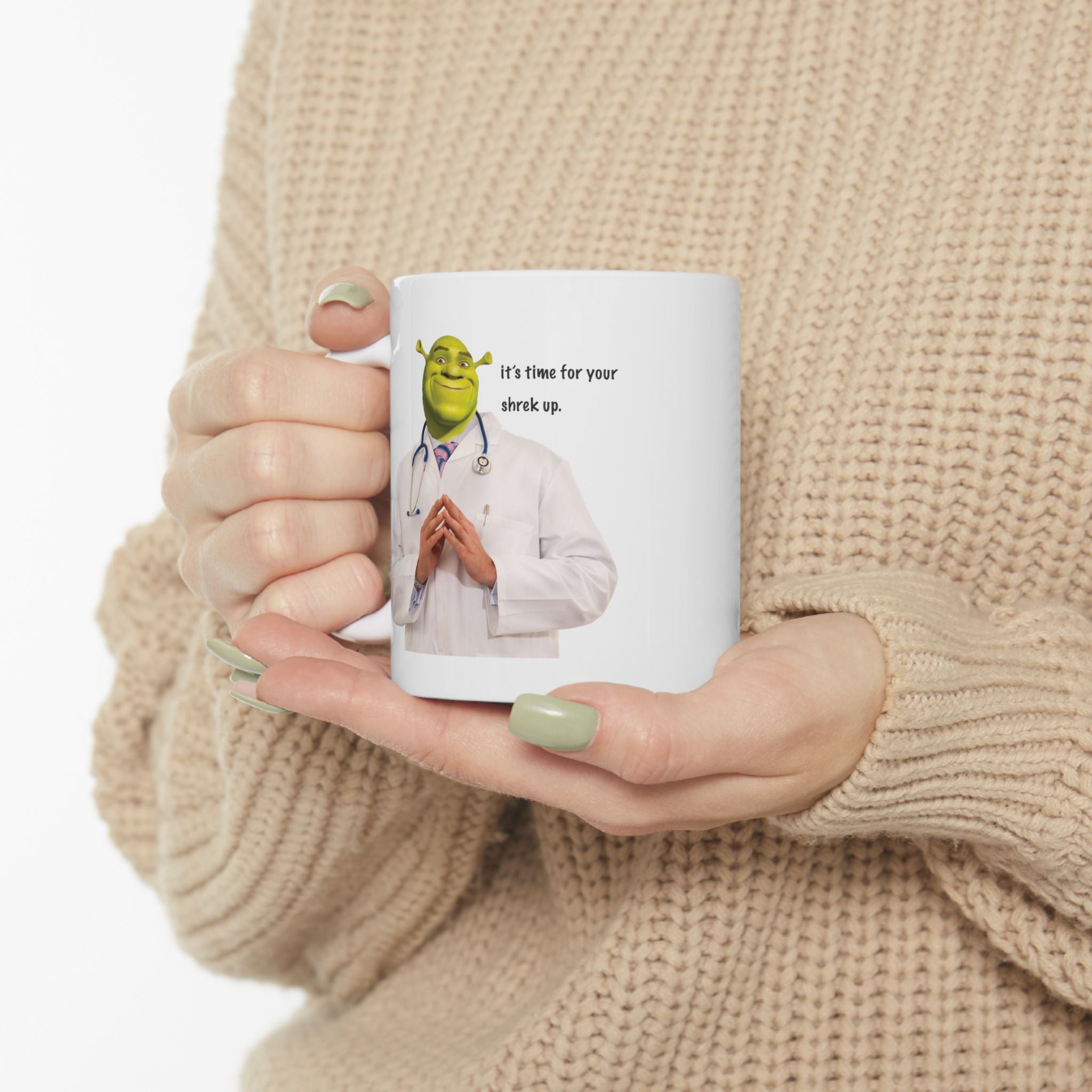 Funny Shrek Up Meme Coffee Ceramic Mug