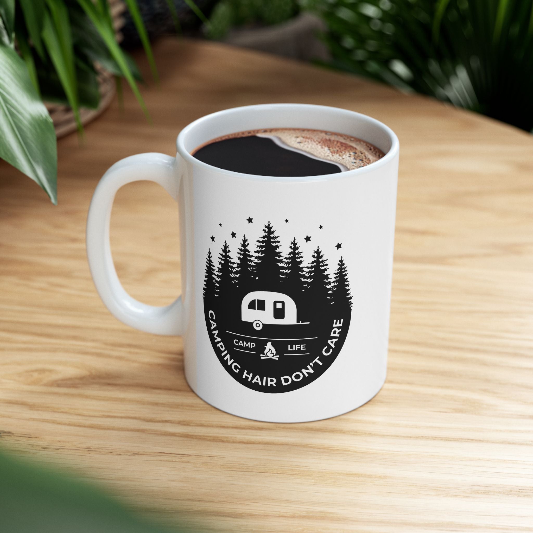 Camping Hair Don't Care Hiking Outdoors Funny Cute Novelty Coffee Gift Mug