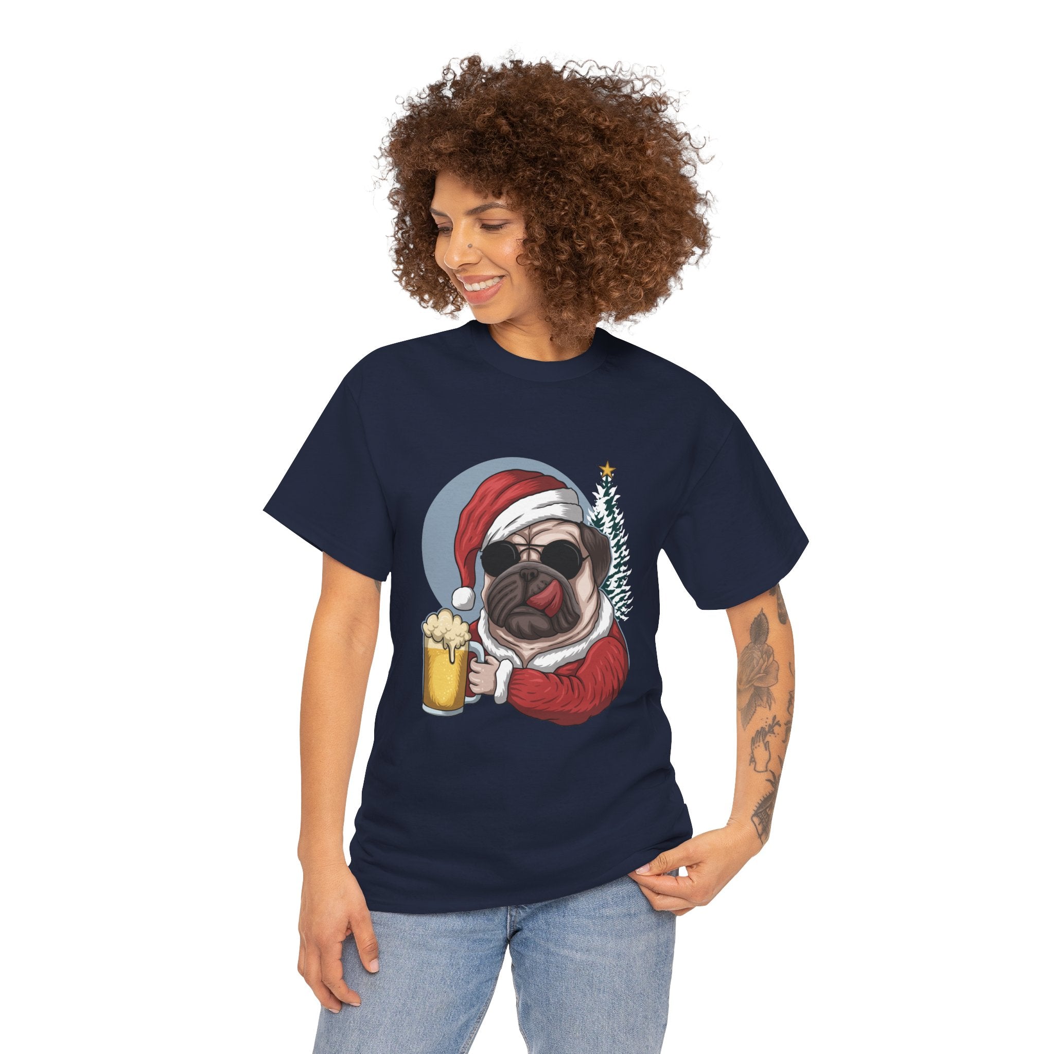 Santa Pug Dog Christmas Holiday Unisex T-Shirt