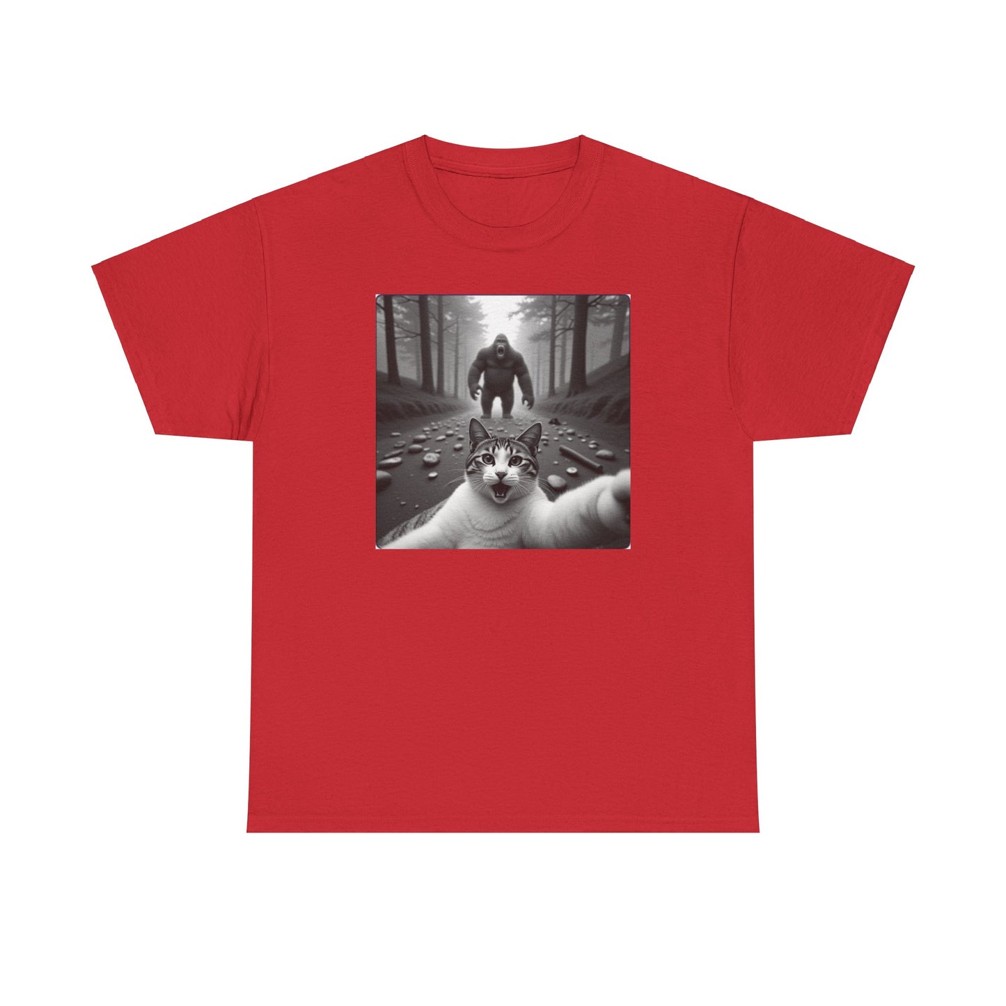 Funny Cat Bigfoot Selfie Sasquatch Camping Meme Unisex T-Shirt