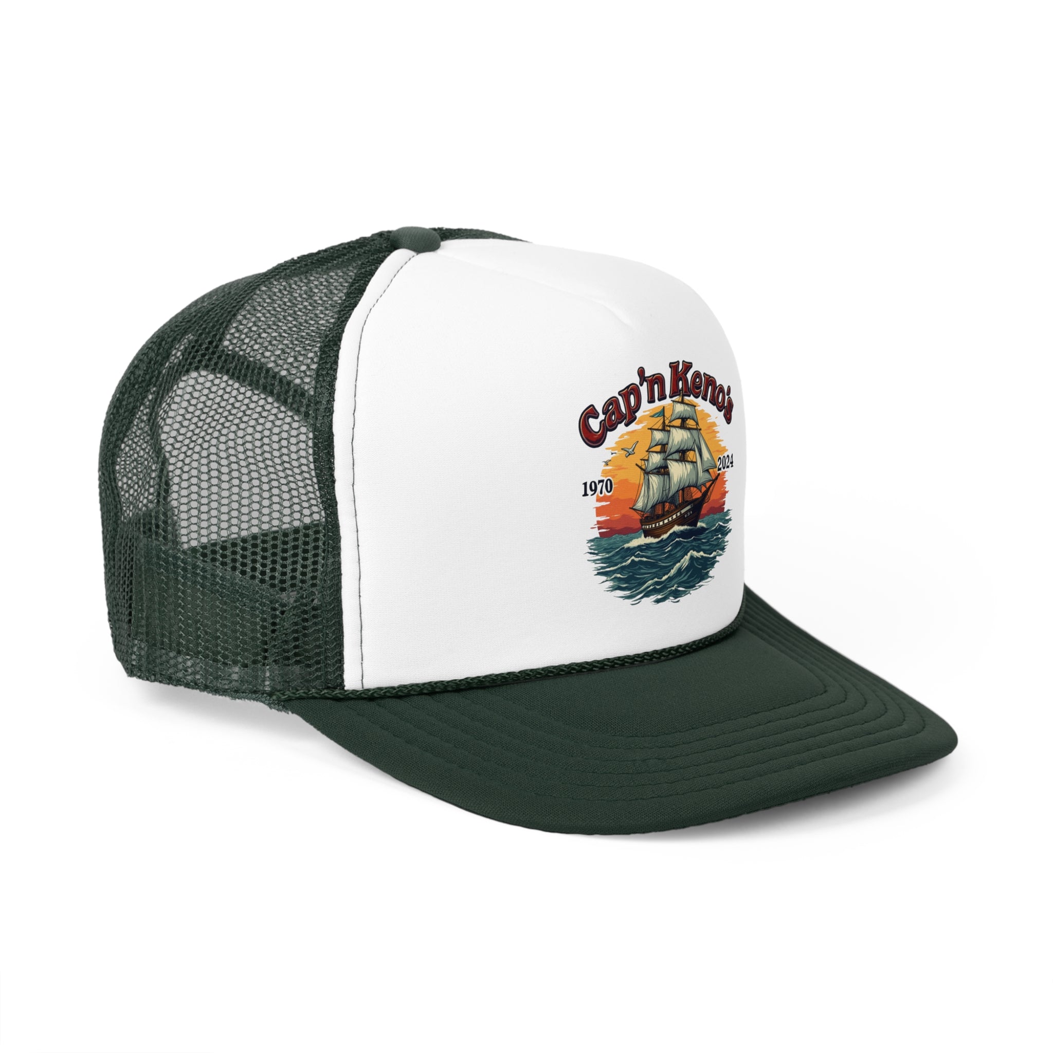 Cap'n Kenos Encinitas California Tribute Sailor Graphic Trucker Caps