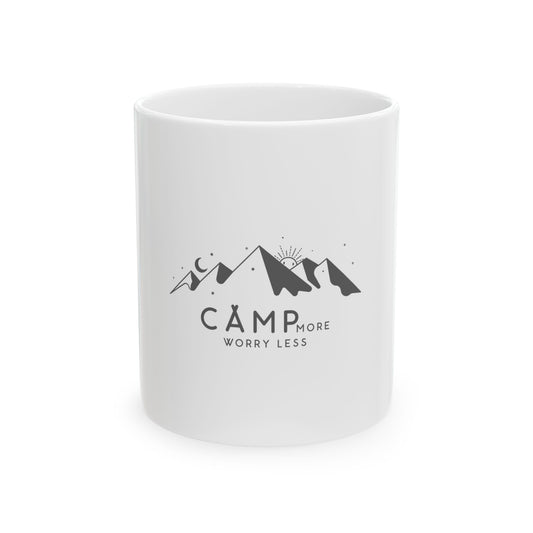 Camp More Worry Less Outdoor Graphic Novelty Ceramic Coffee Mug