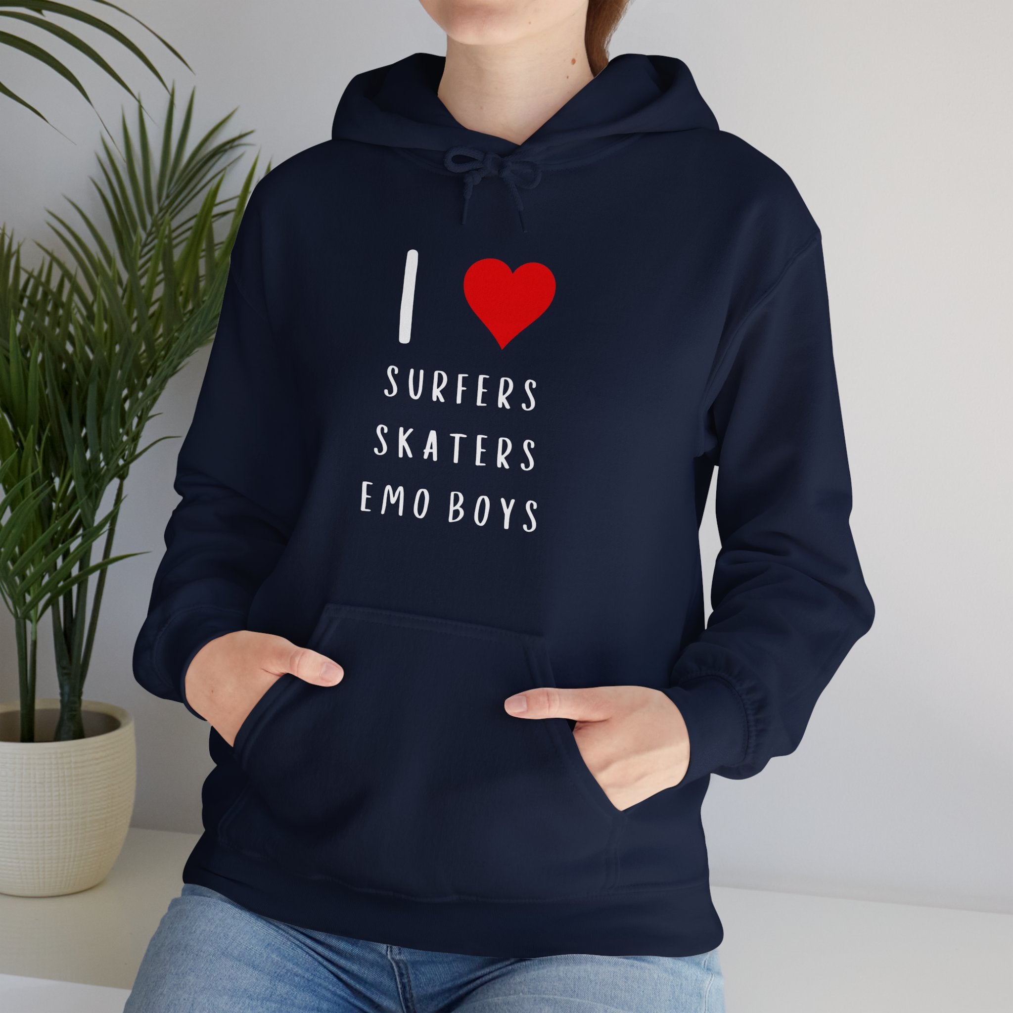 Funny Women's I Love Surfers Skaters Emo Boys Graphic Novelty Hoodie